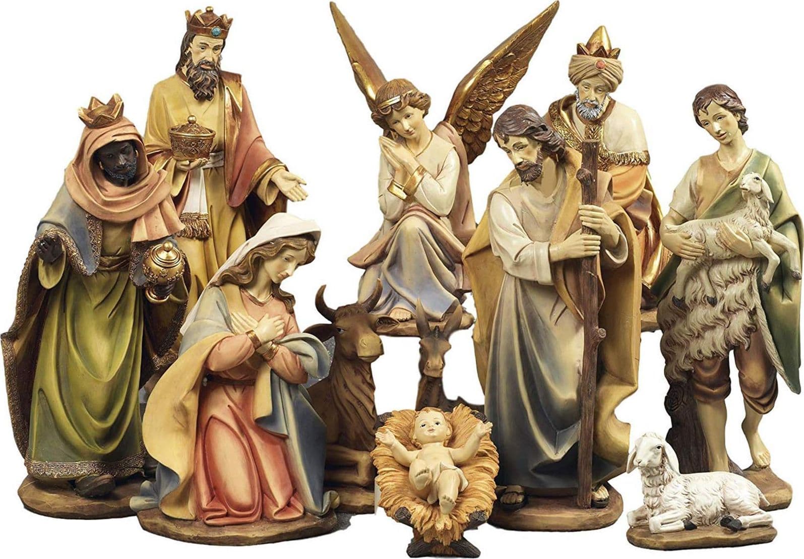 Natività completa con re magi presepe in poliresina 11 soggetti - 8
