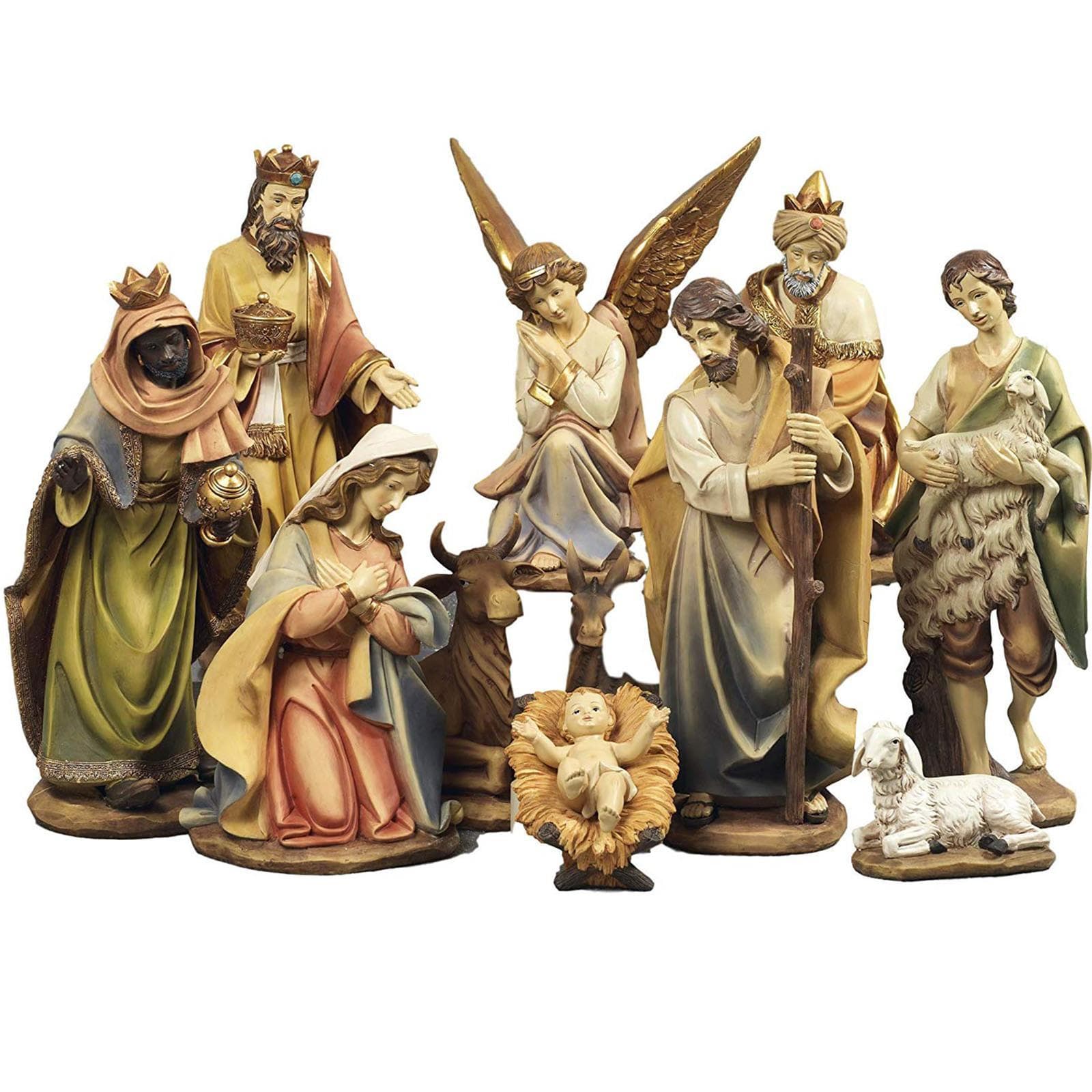 Natività completa con re magi presepe in poliresina 11 soggetti - 8