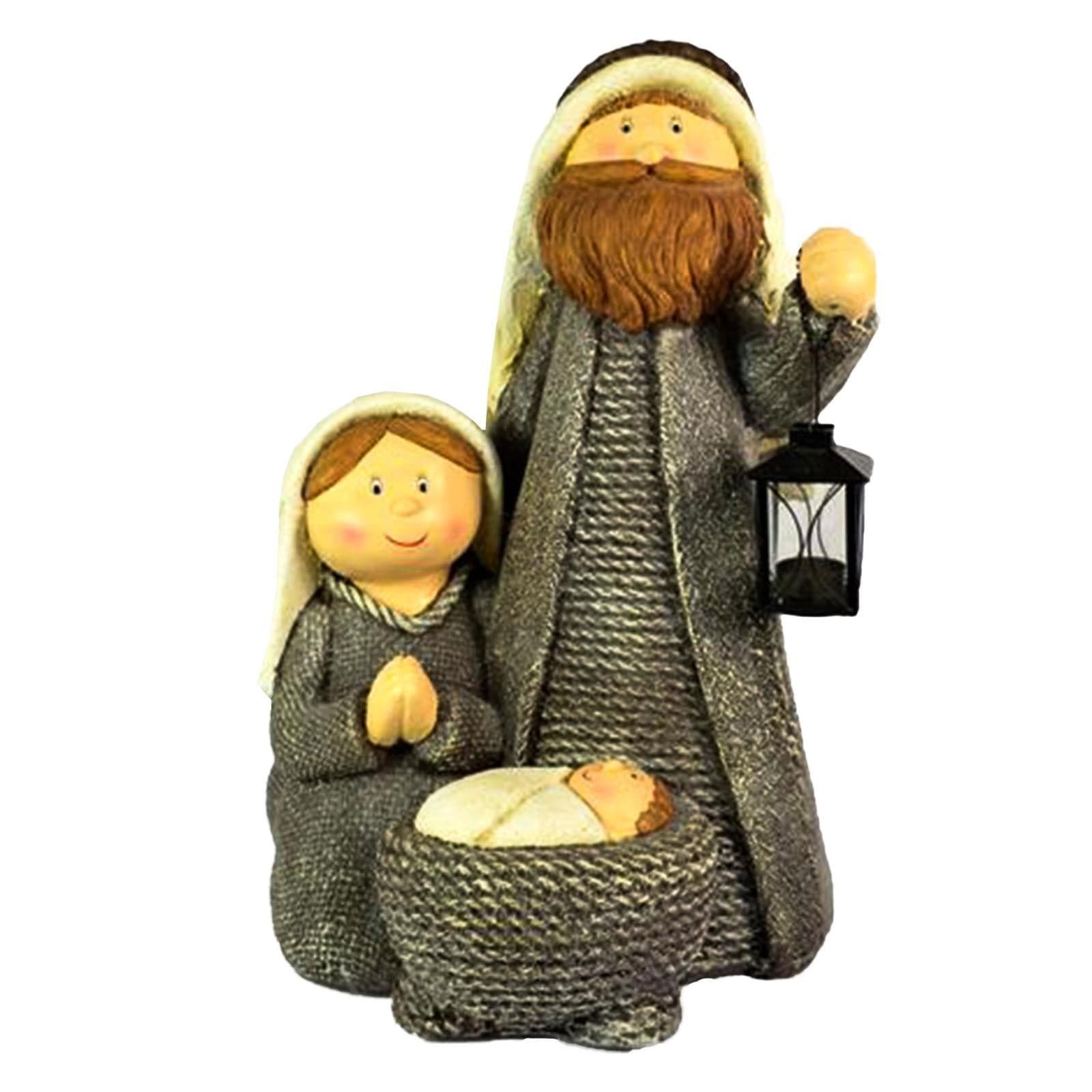 Natività monoblocco con lanterna in poliresina decorazione natalizia h 62 cm - 3