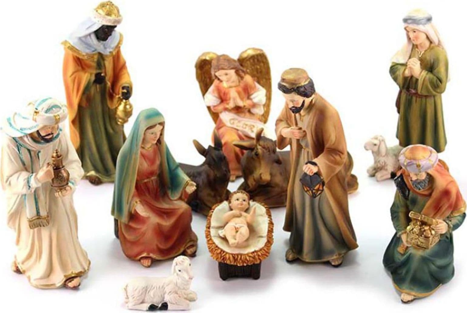 Natività completa con re magi presepe in poliresina 11 soggetti - 5