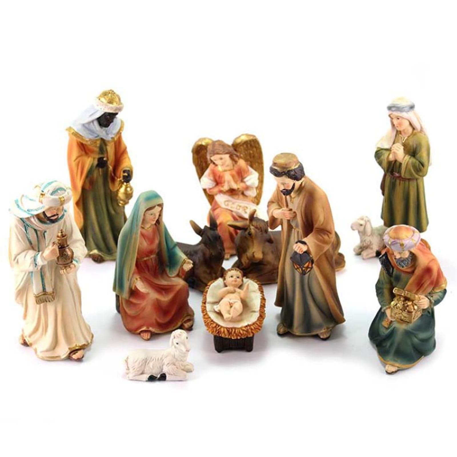 Natività completa con re magi presepe in poliresina 11 soggetti - 5