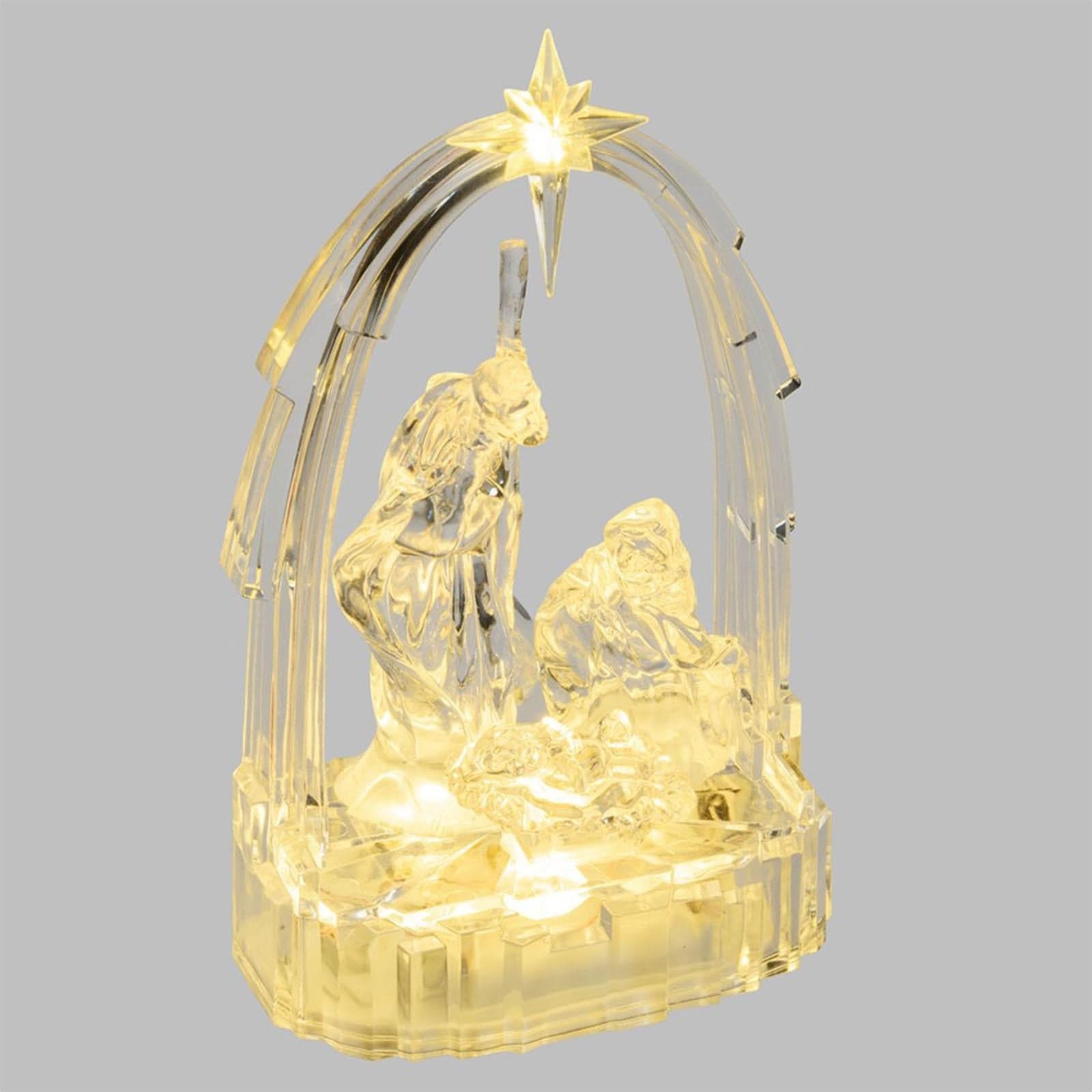 Natività presepe a led in acrilico trasparente decorazione natalizia luce calda - 4