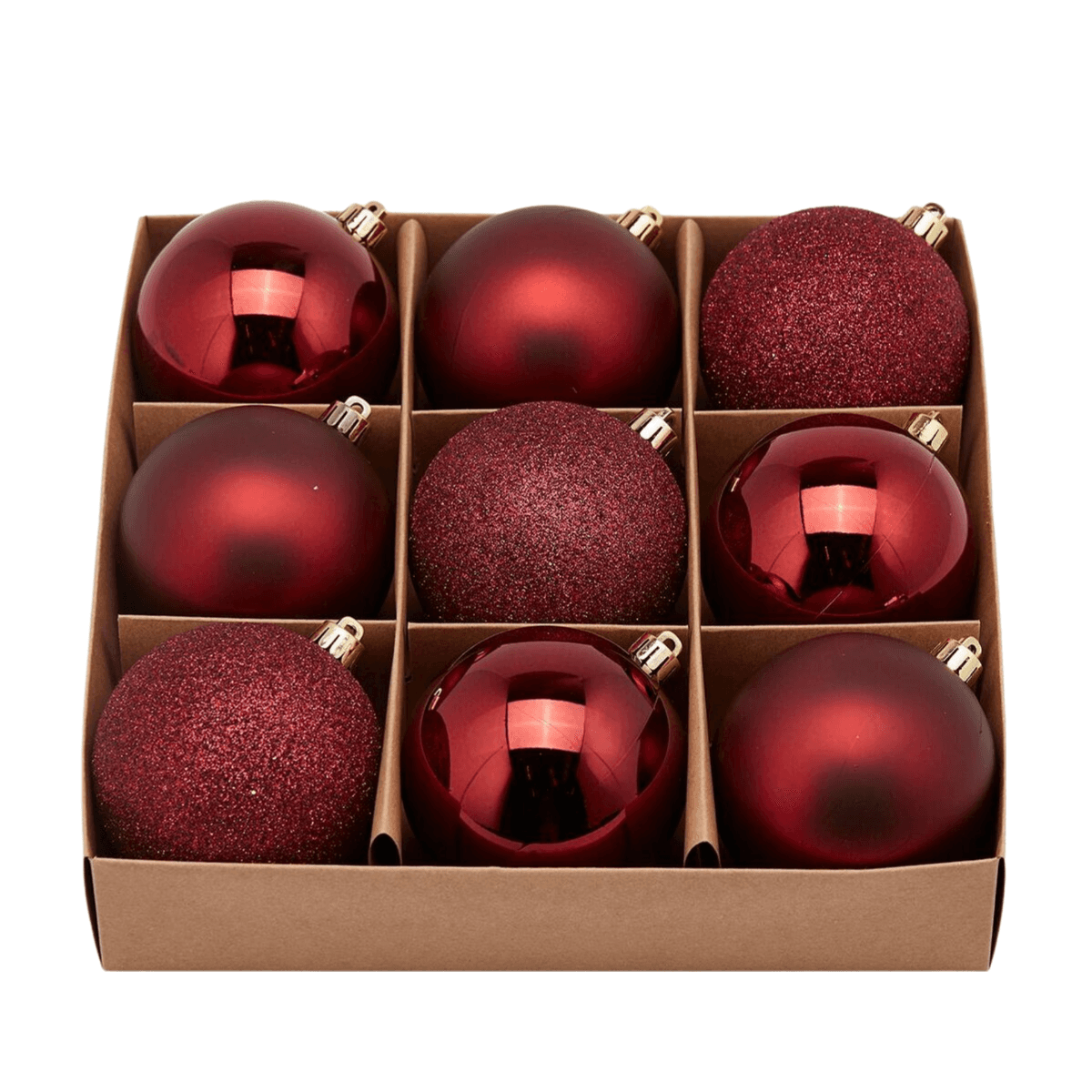 Palline per albero di Natale, colore Rosso Burgundy, tinta unita, in PVC - 2