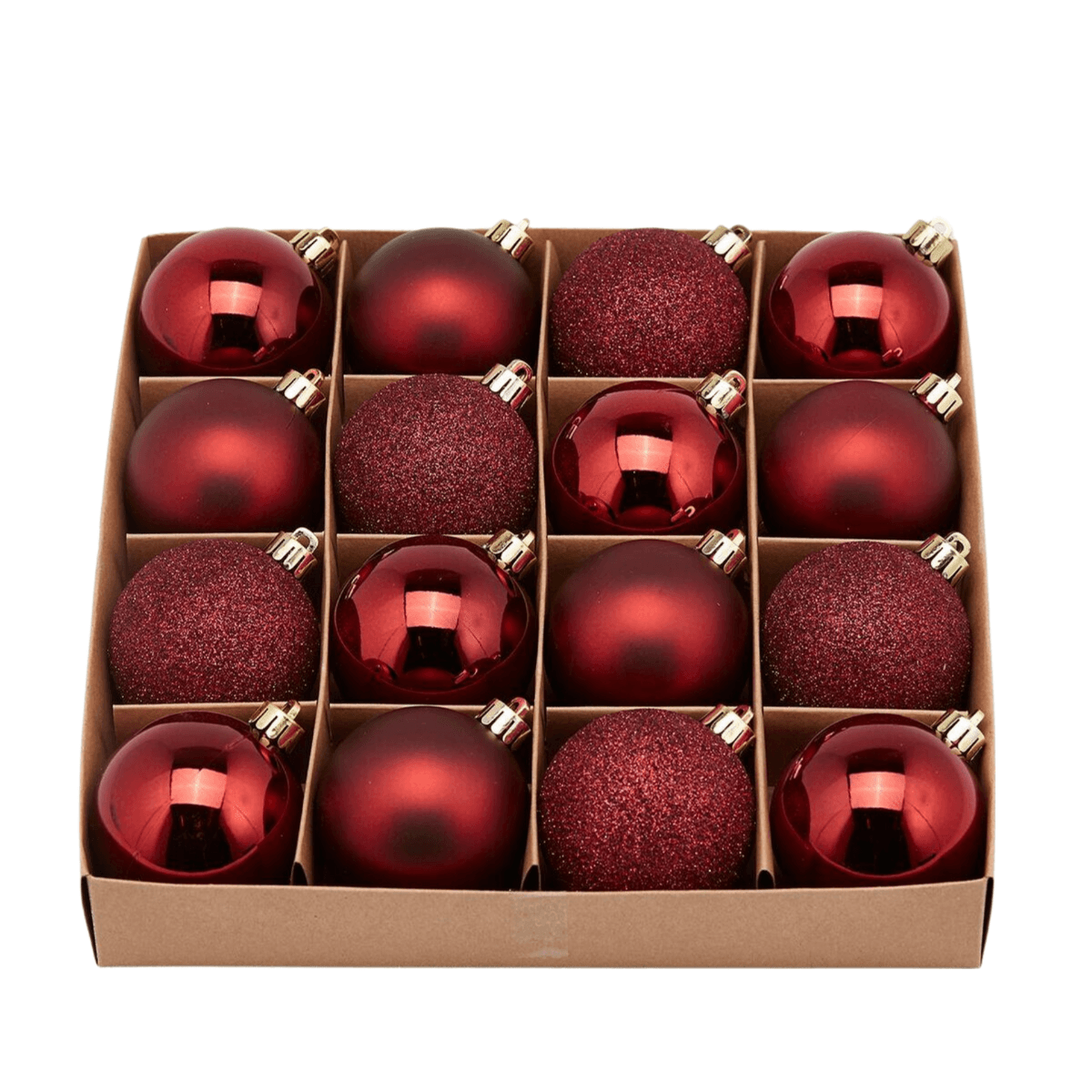 Palline per albero di Natale, colore Rosso Burgundy, tinta unita, in PVC - 3