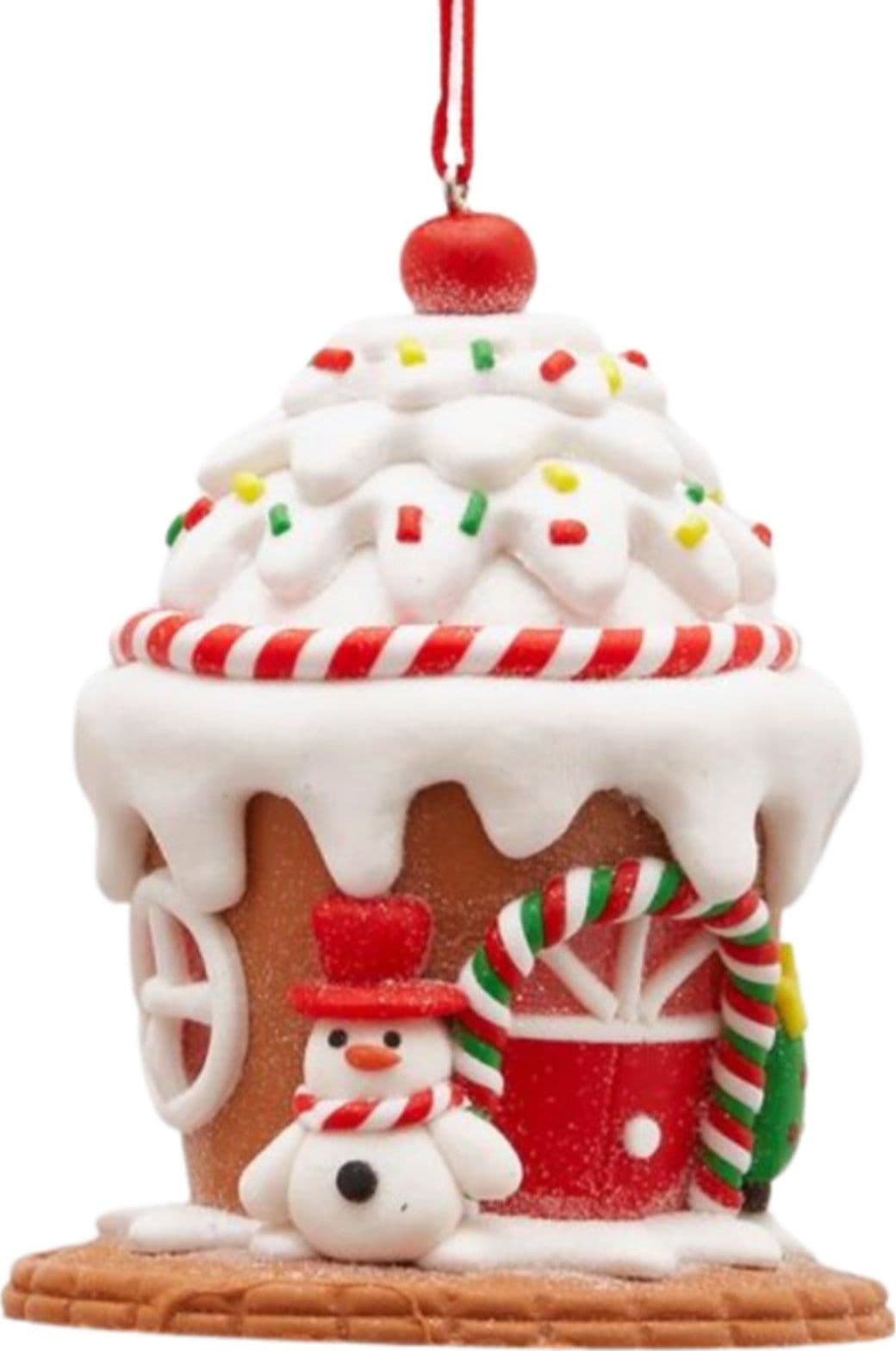 Pendaglio per albero di Natale a forma di casetta Candy, con led, Ø 8 x 10 cm - 2