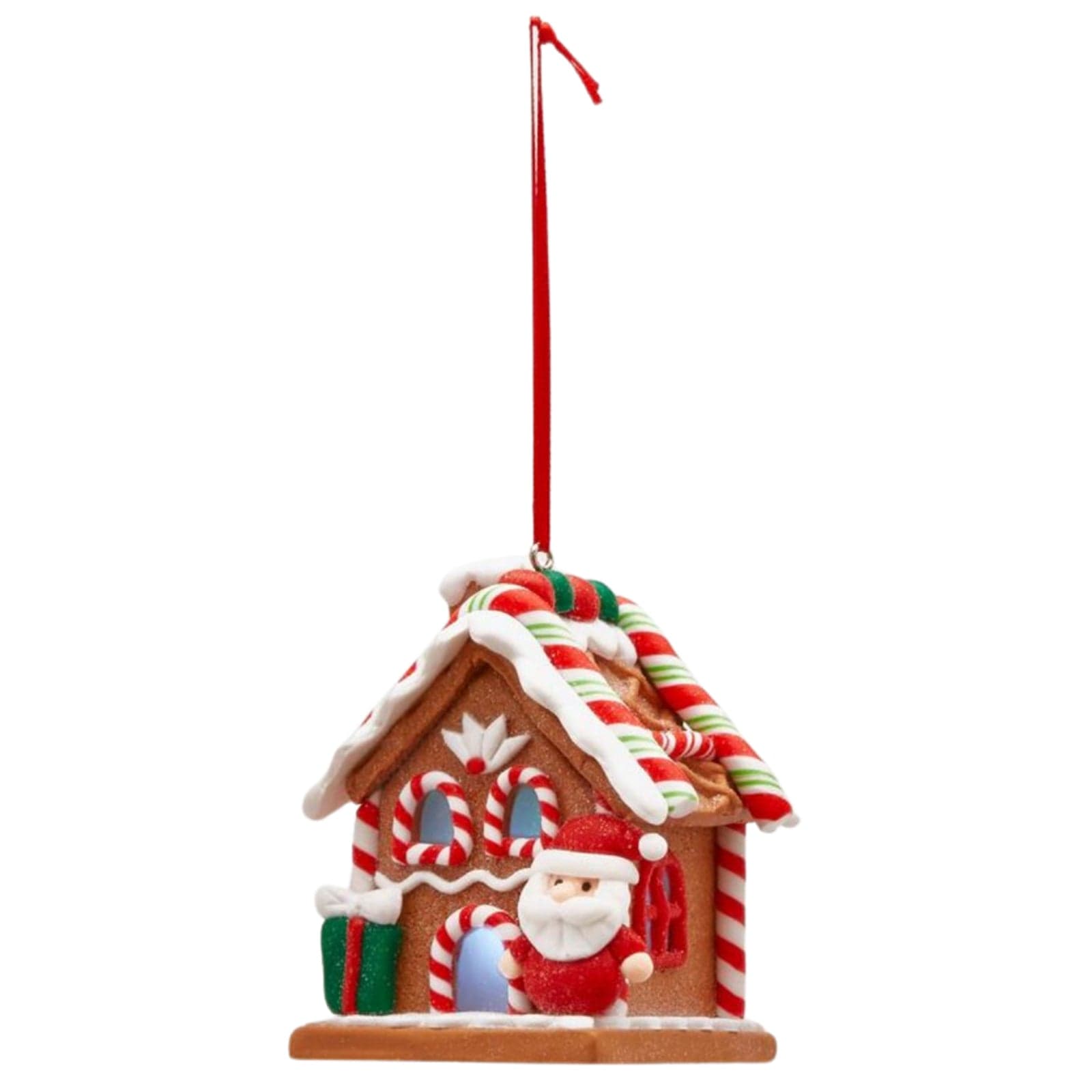 Pendaglio per albero di Natale a forma di casetta Candy, con led, 8 cm - 3