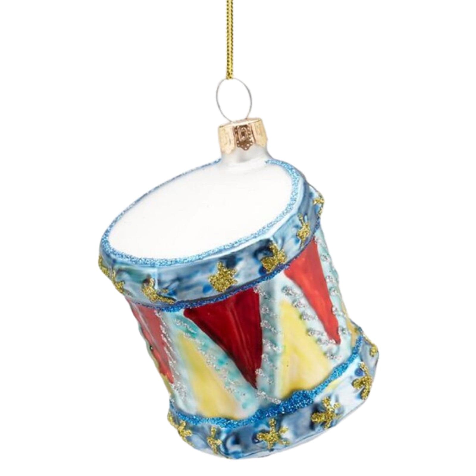 Pendaglio per albero di Natale a forma di Tamburo, in vetro da Ø 5 x 7 cm - 2