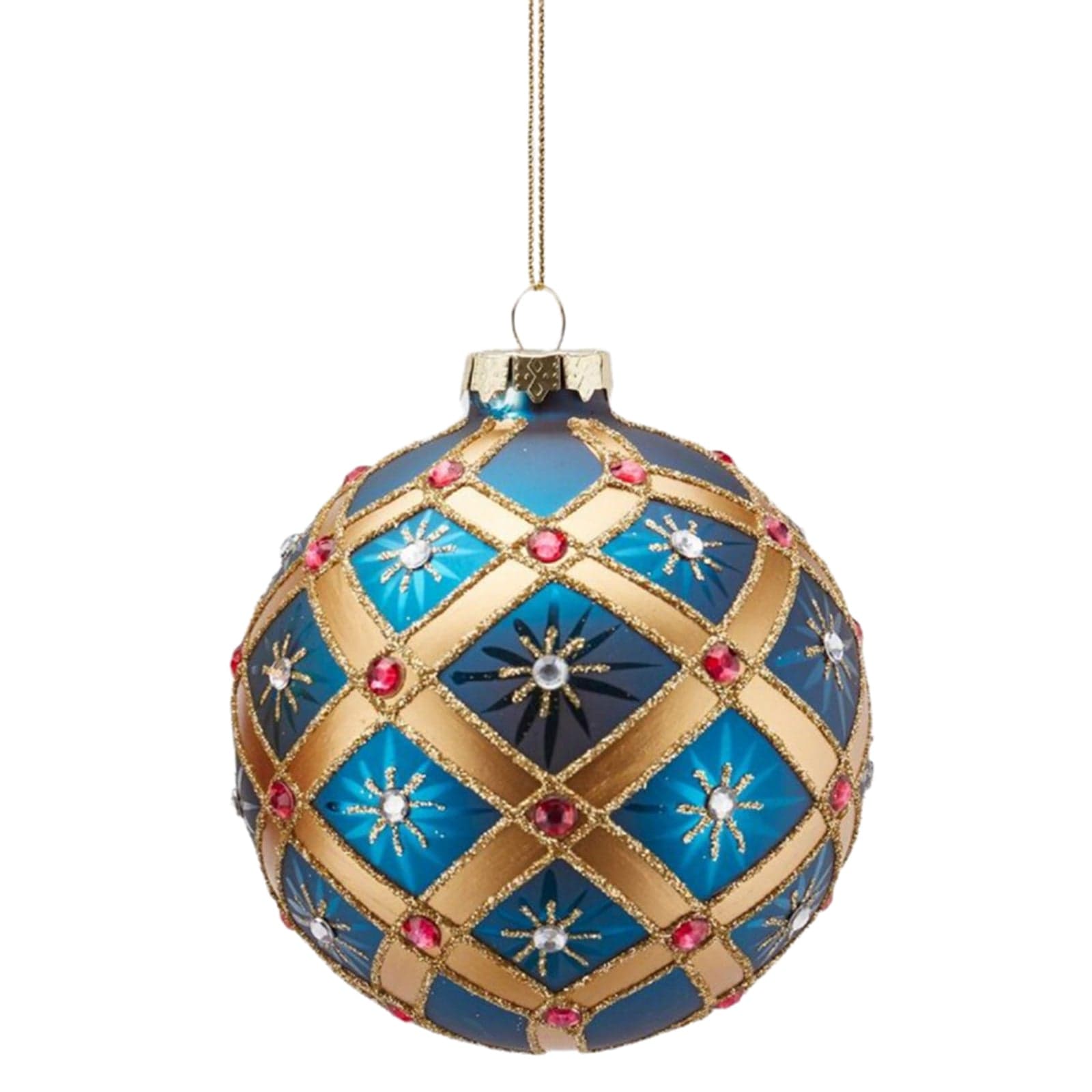 Pallina di Natale con decorazione a rombi, in vetro da Ø 10 cm - 2
