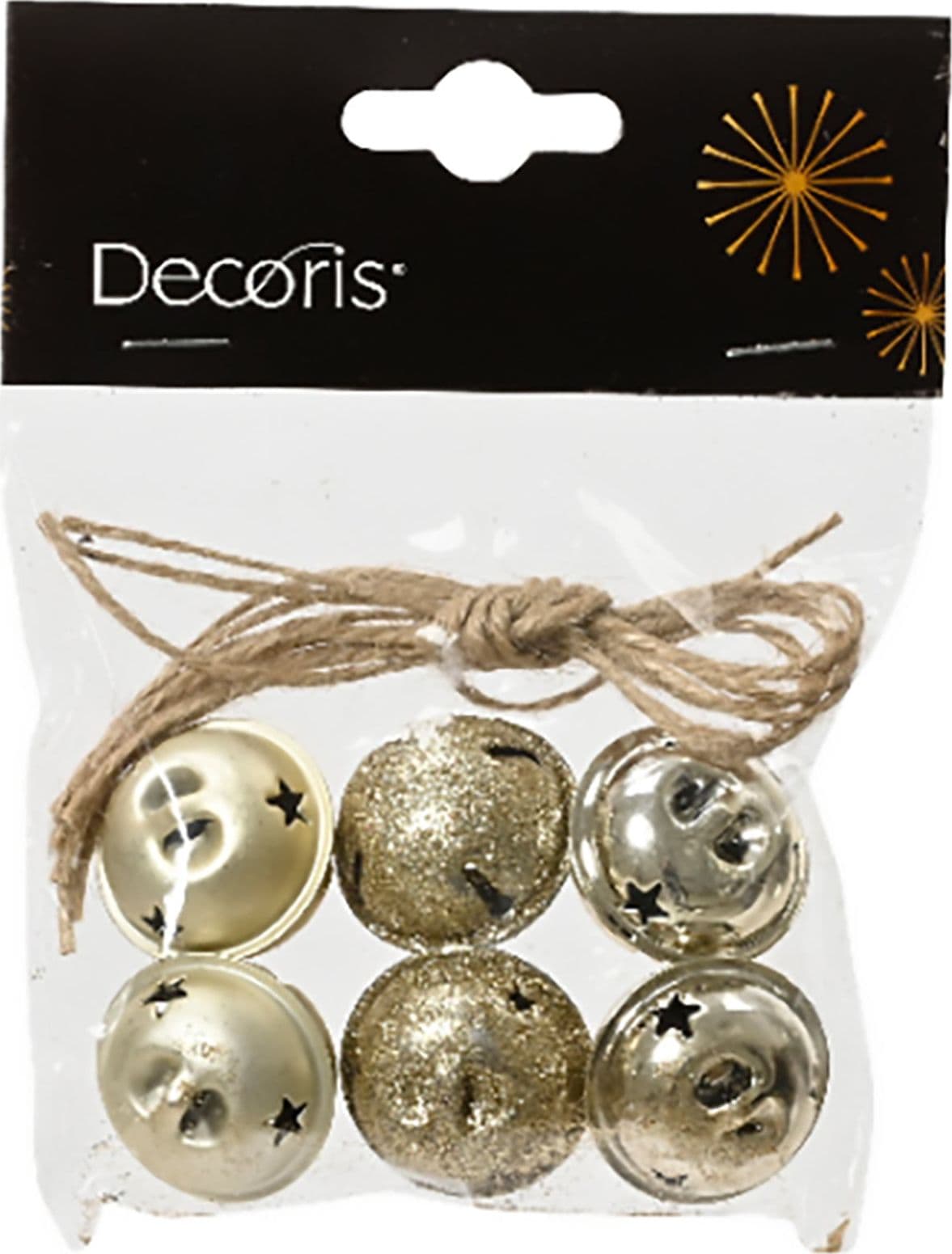 Palline per Albero di  Natale con campanella glitterata, in ferro, decorazione da 3 x 3 x 2,5 cm - 2