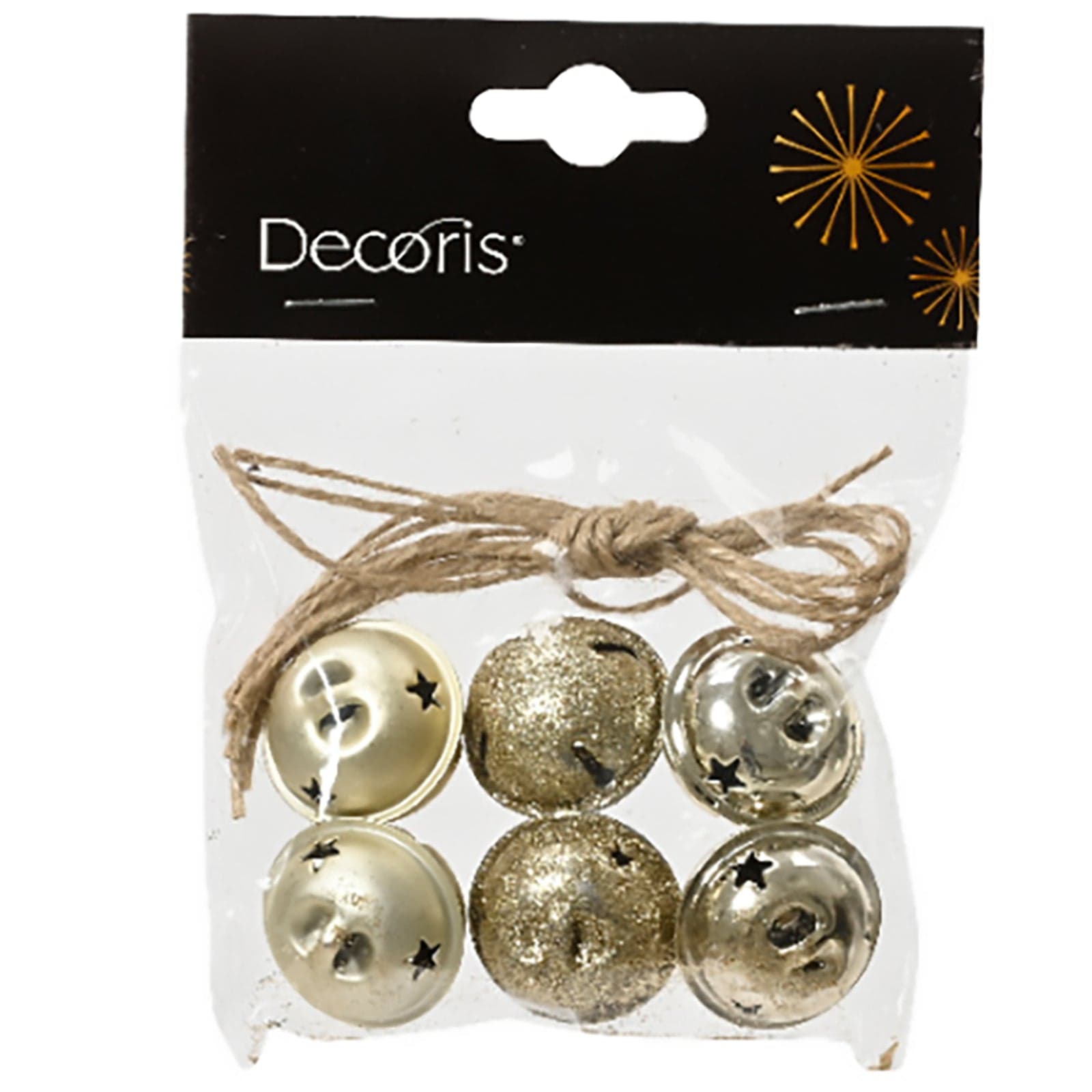 Palline per Albero di  Natale con campanella glitterata, in ferro, decorazione da 3 x 3 x 2,5 cm - 2