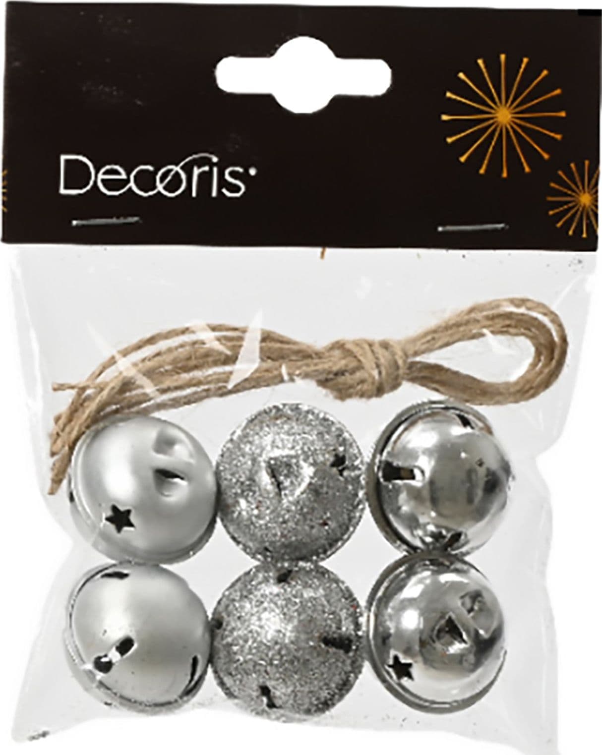 Palline per Albero di  Natale con campanella glitterata, in ferro, decorazione da 3 x 3 x 2,5 cm - 3