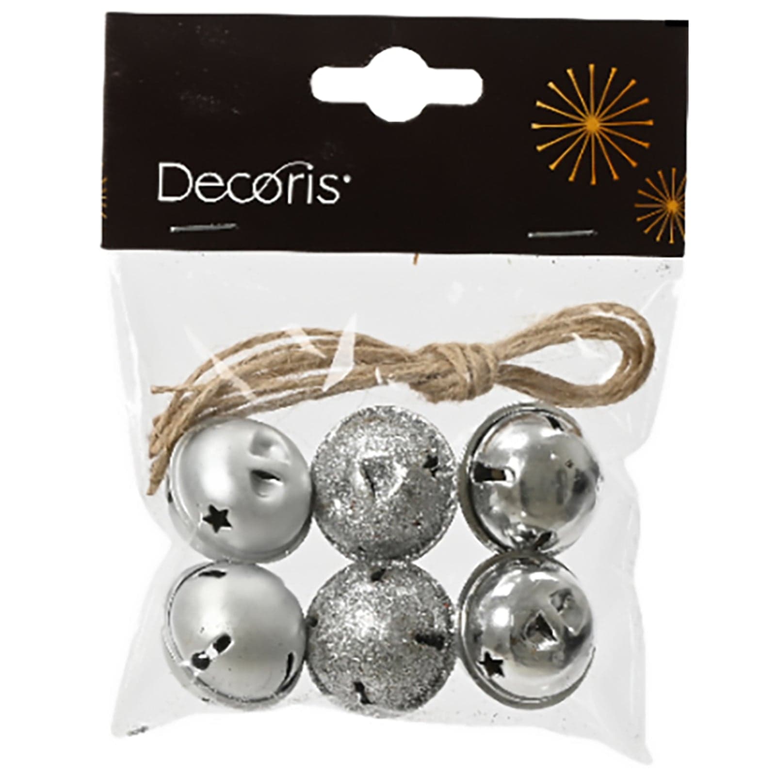 Palline per Albero di  Natale con campanella glitterata, in ferro, decorazione da 3 x 3 x 2,5 cm - 3