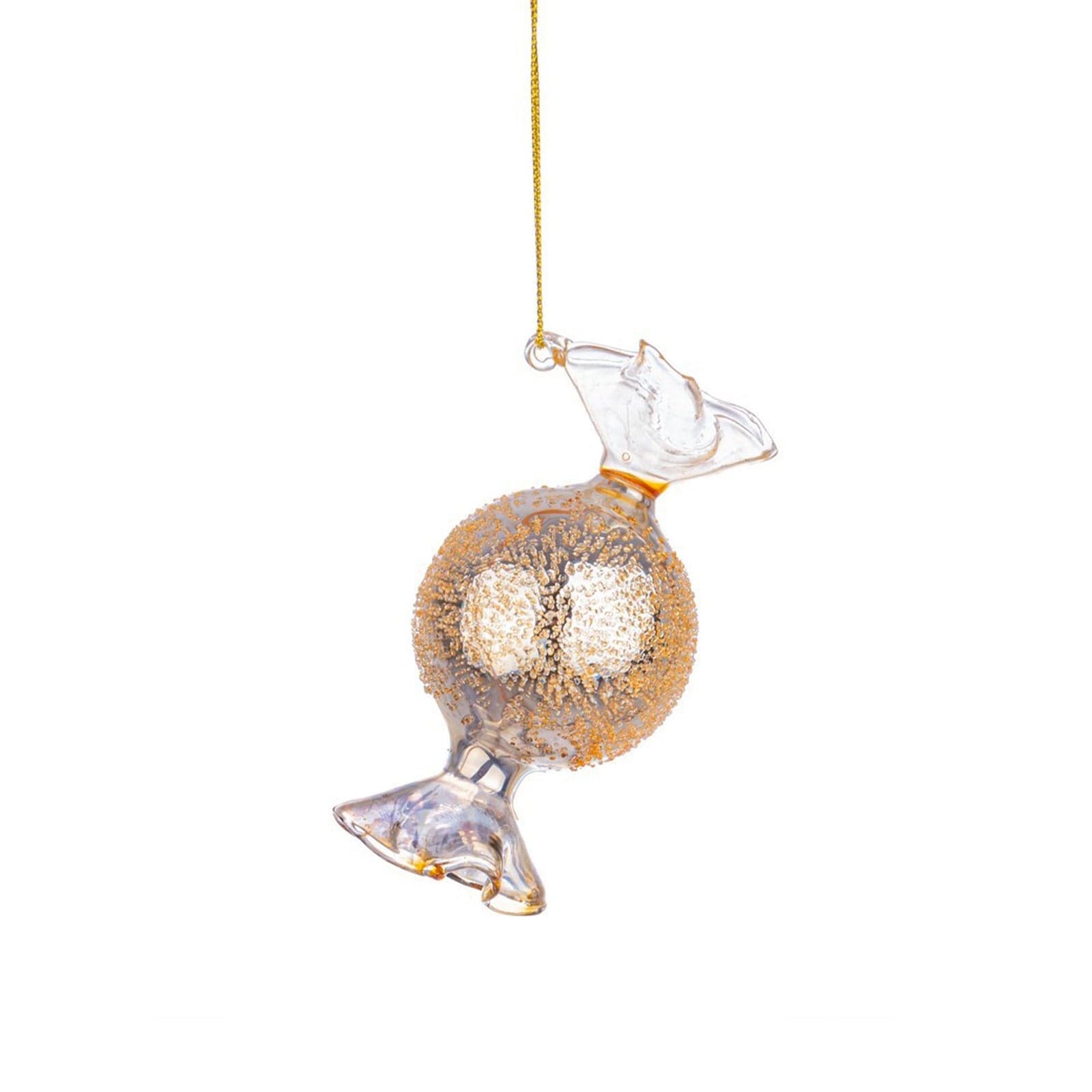 Pendaglio caramella per albero di Natale in vetro decorato color Champagne 6 pezzi - 2