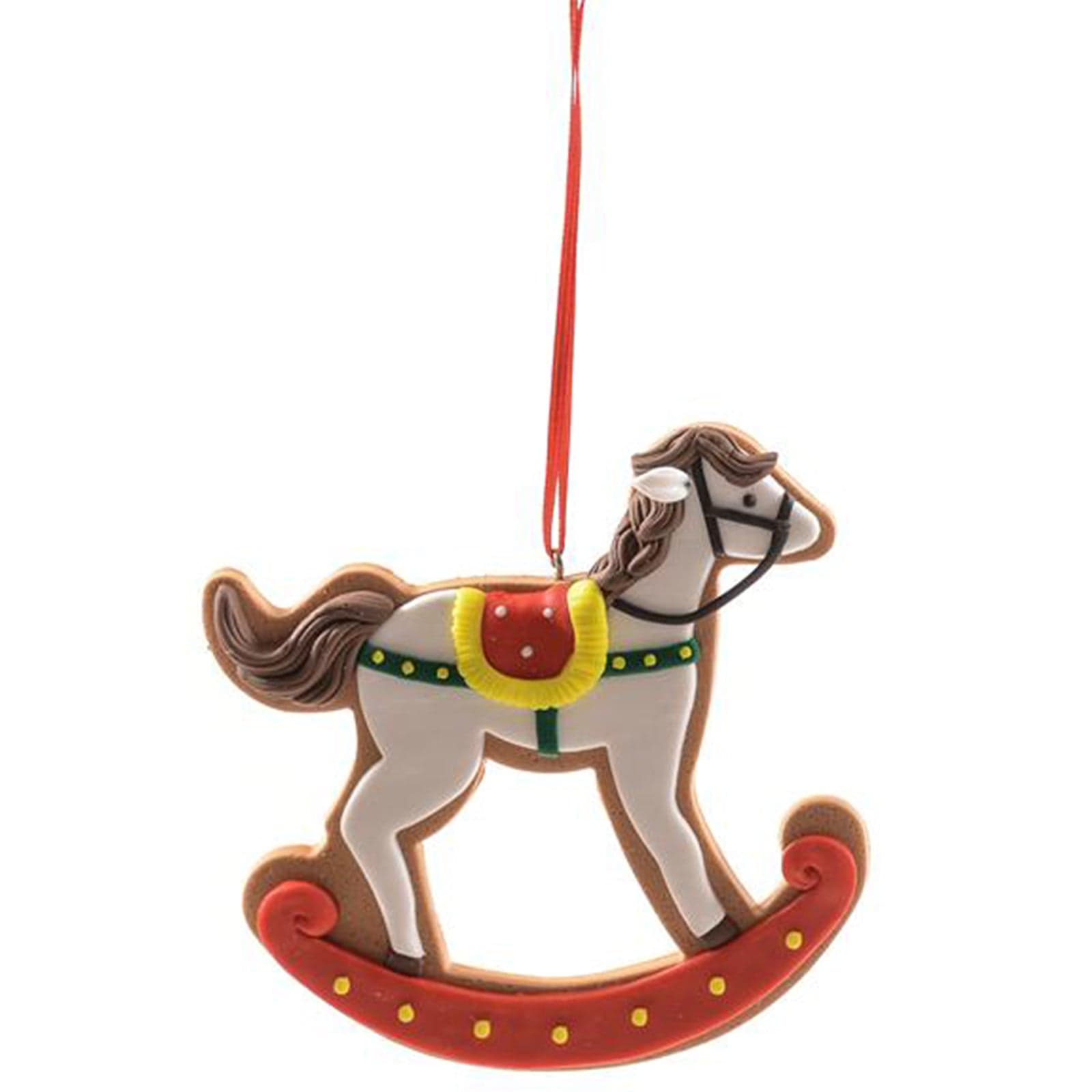 Pendente per albero di Natale "Cavallo a dondolo" in argilla morbida, set da 2 pezzi 9 x 9 x 1,5 cm - 2