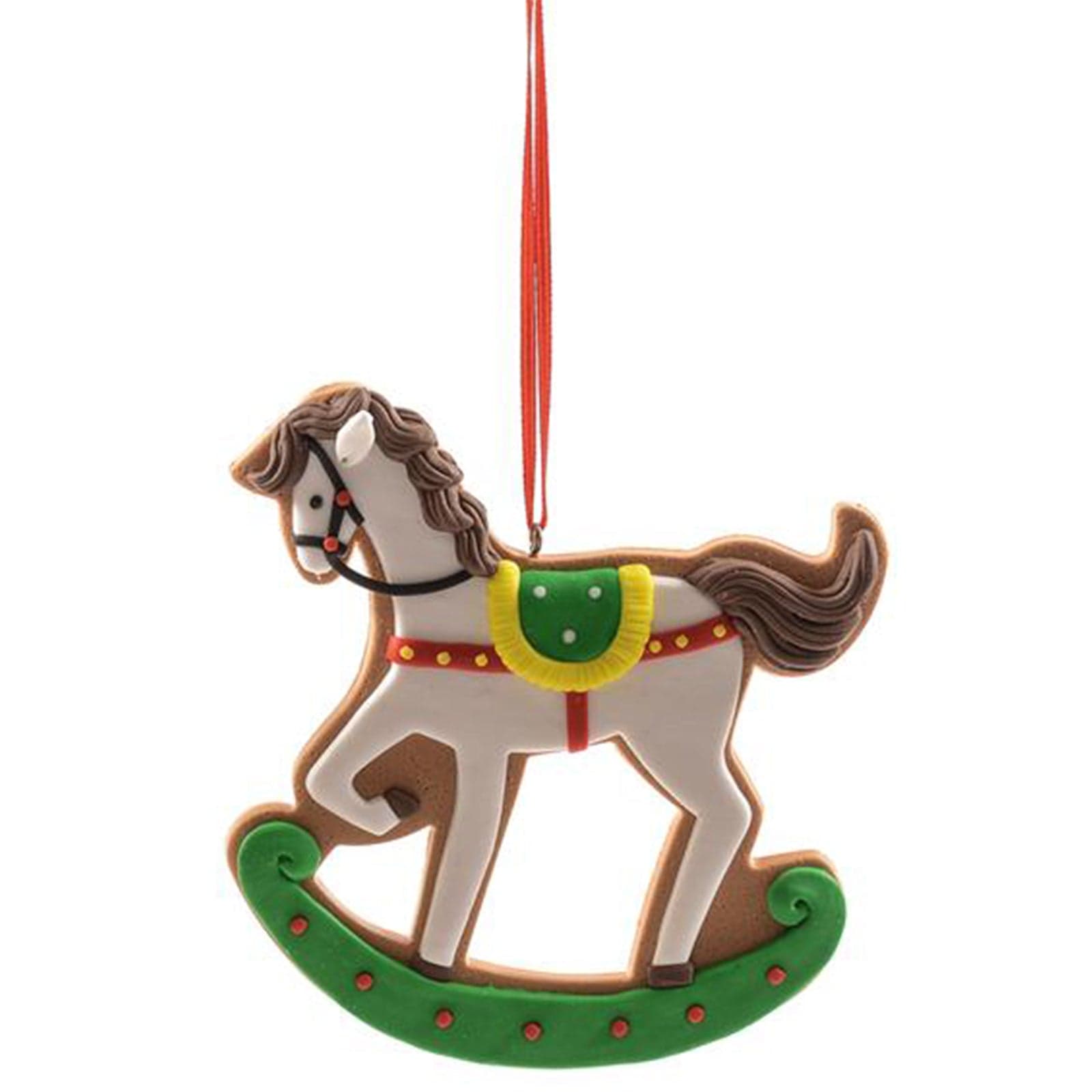 Pendente per albero di Natale "Cavallo a dondolo" in argilla morbida, set da 2 pezzi 9 x 9 x 1,5 cm - 3