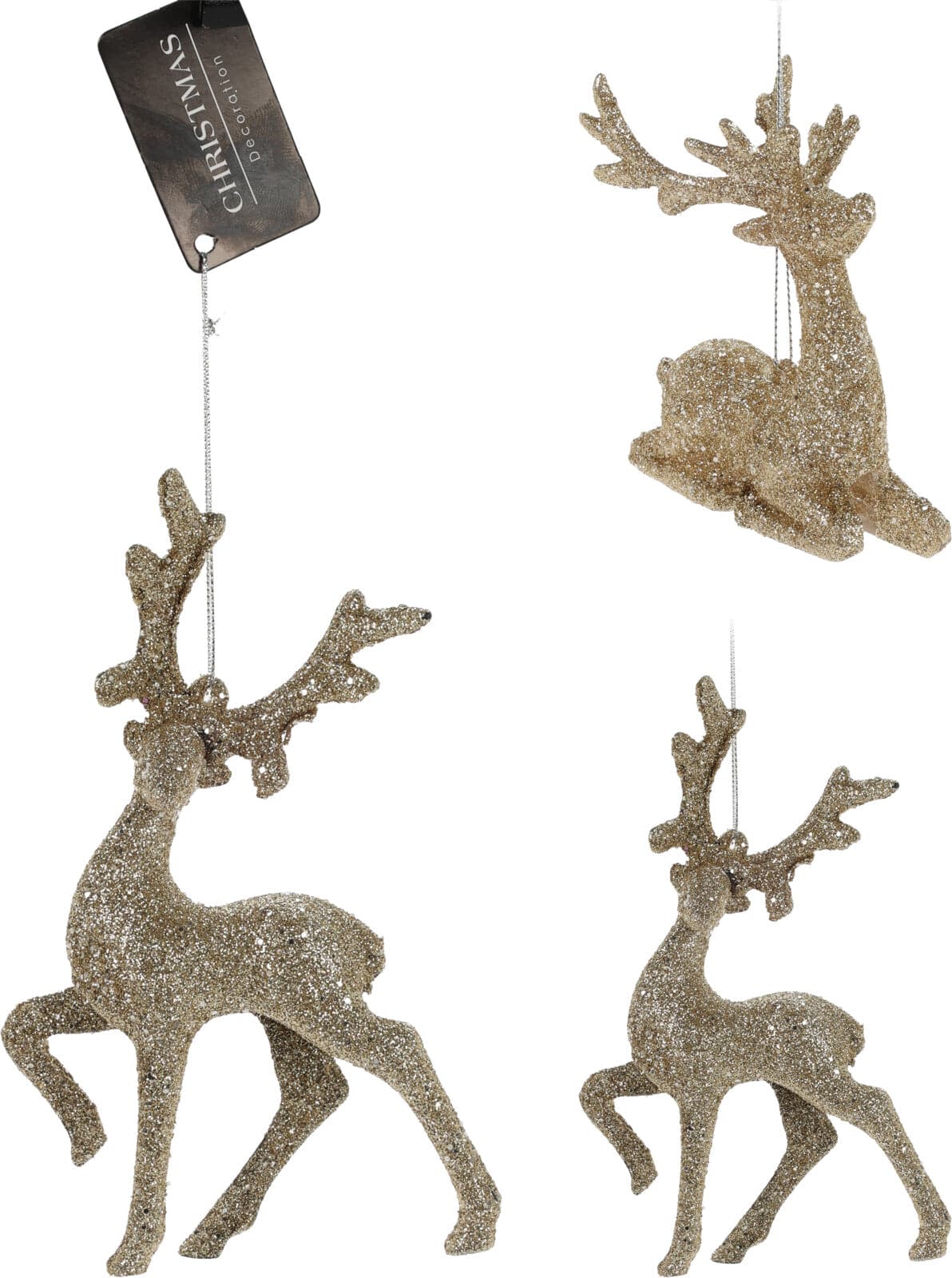 Pendenti per Albero di Natale a forma di Renna, in poliestere, da 15 cm, confezione da 18 pezzi - 3