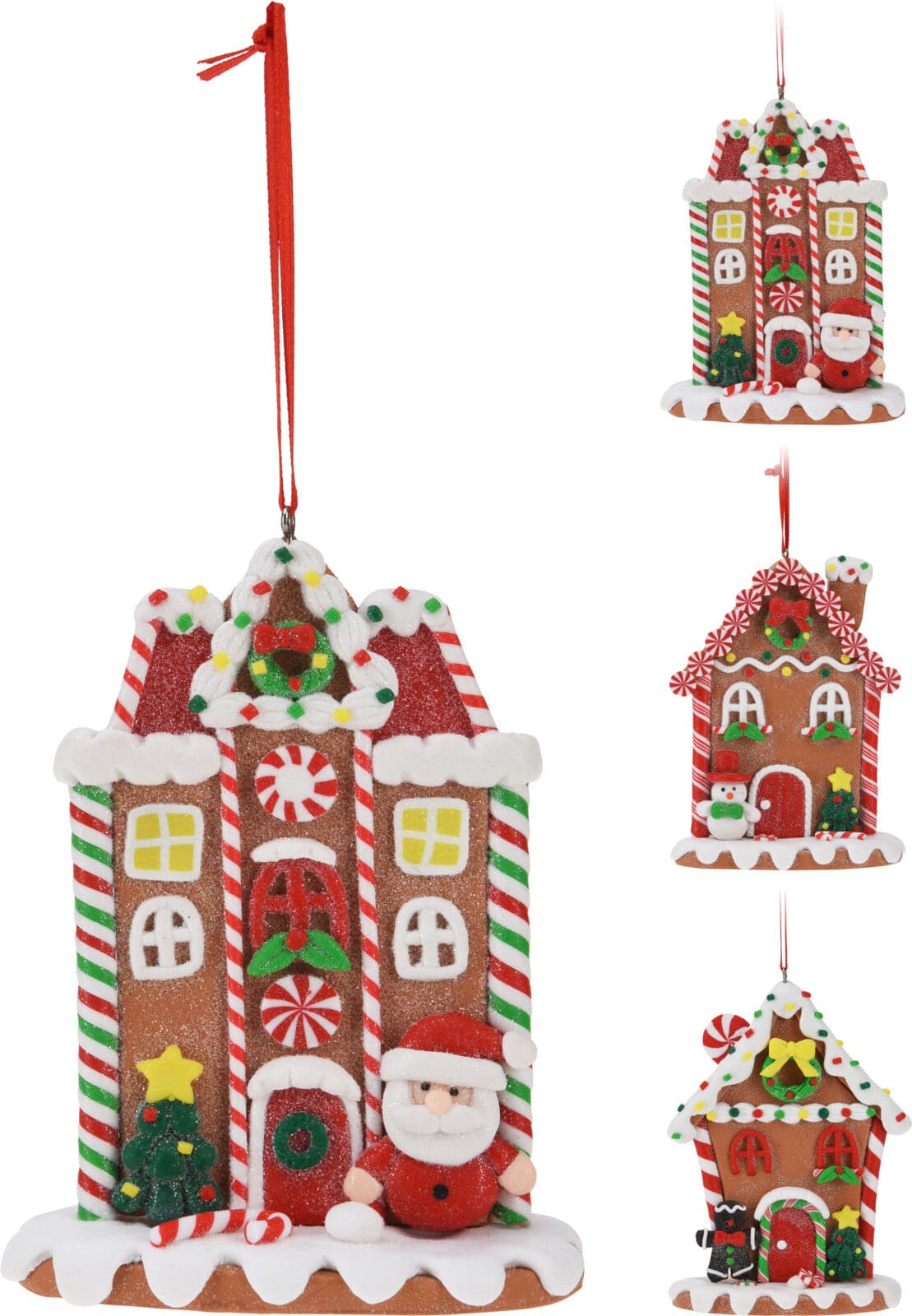 Pendenti per Albero di Natale a forma di casetta, in PVC, da 13 cm, confezione da 12 pezzi - 4