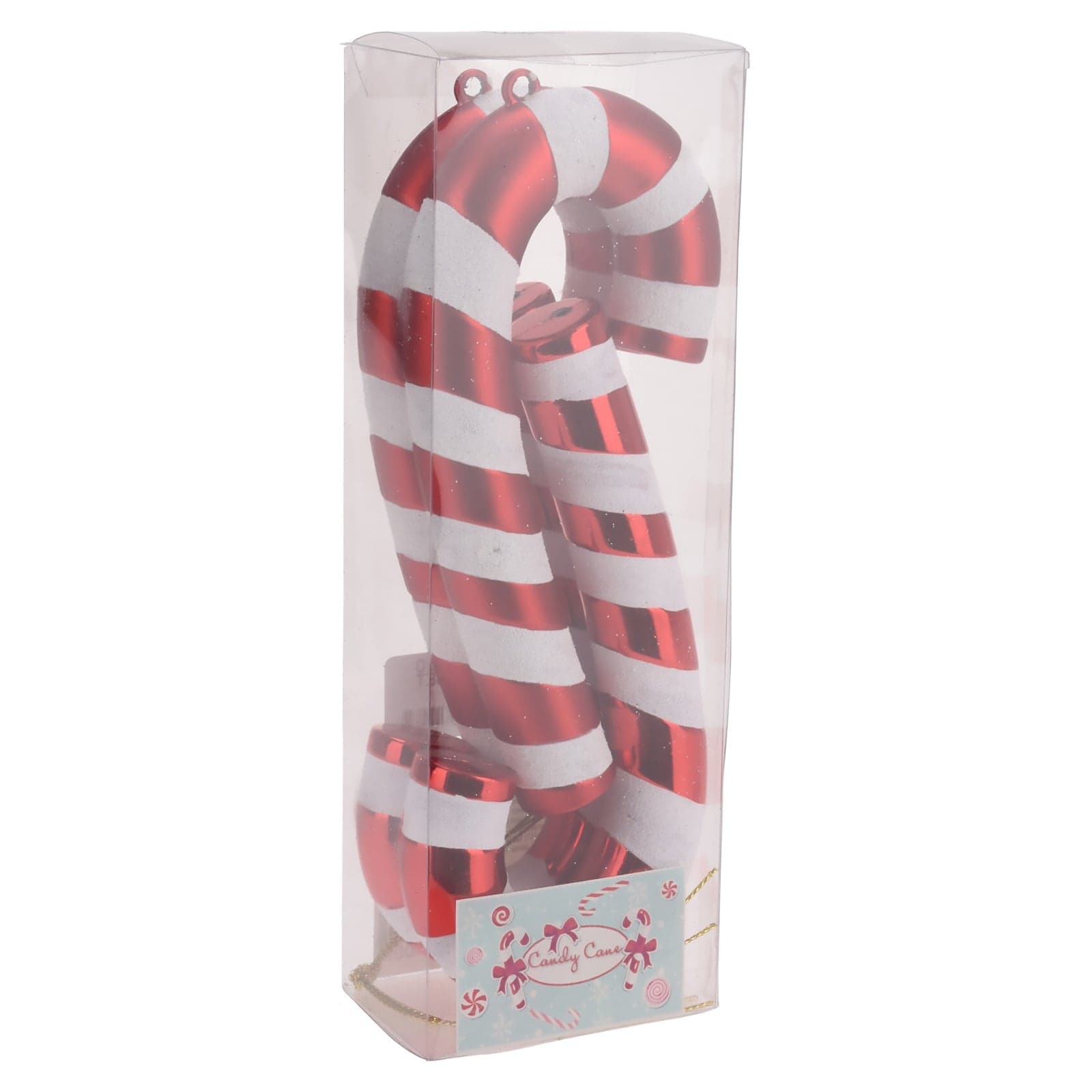Pendenti "Bastoncino di Zucchero" rosso e bianco, motivo a strisce, decorazione da 17 cm, set da 4 pezzi - 2