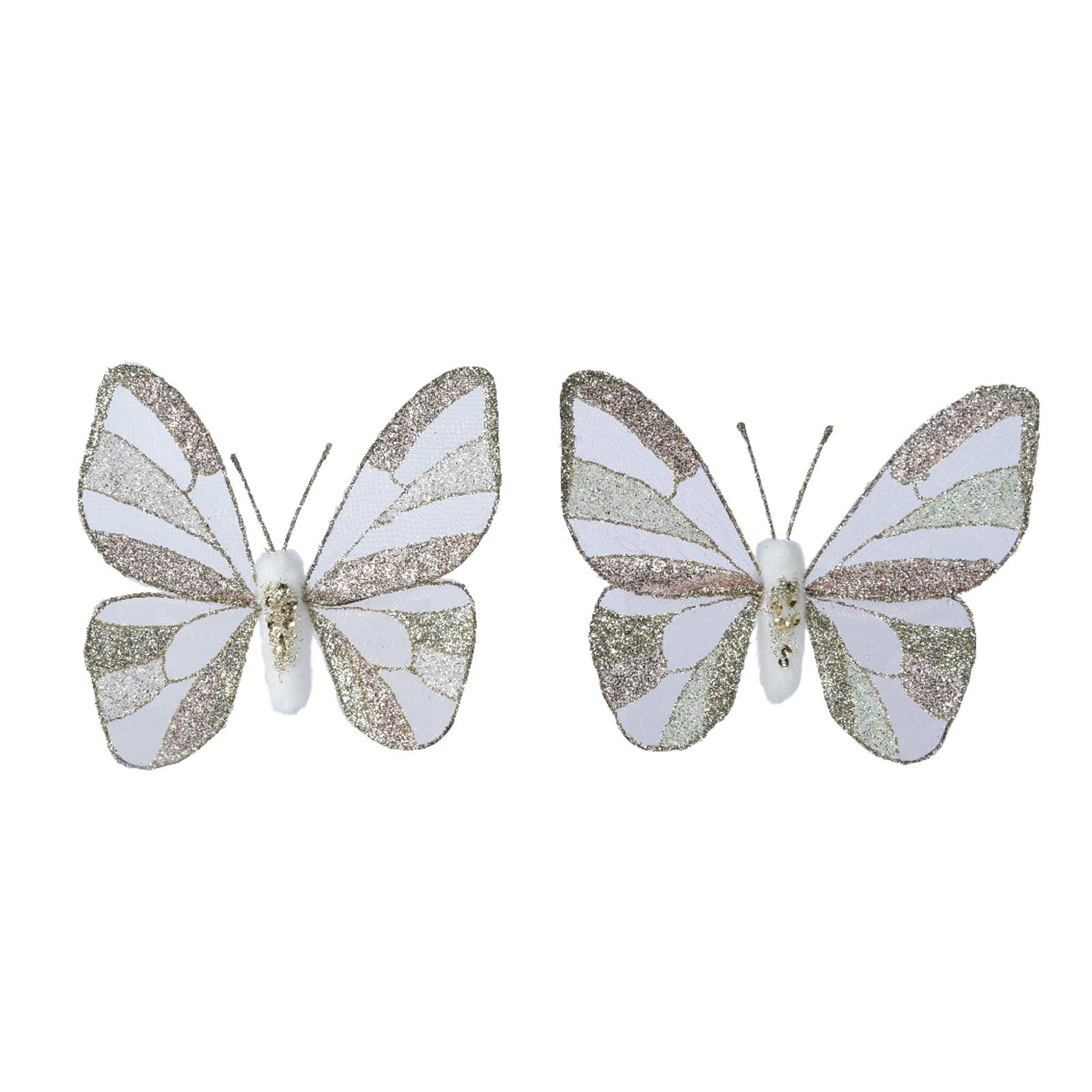 Pendaglio oro e champagne a forma di farfalla  decorazione natalizia, 2 pezzi - 2