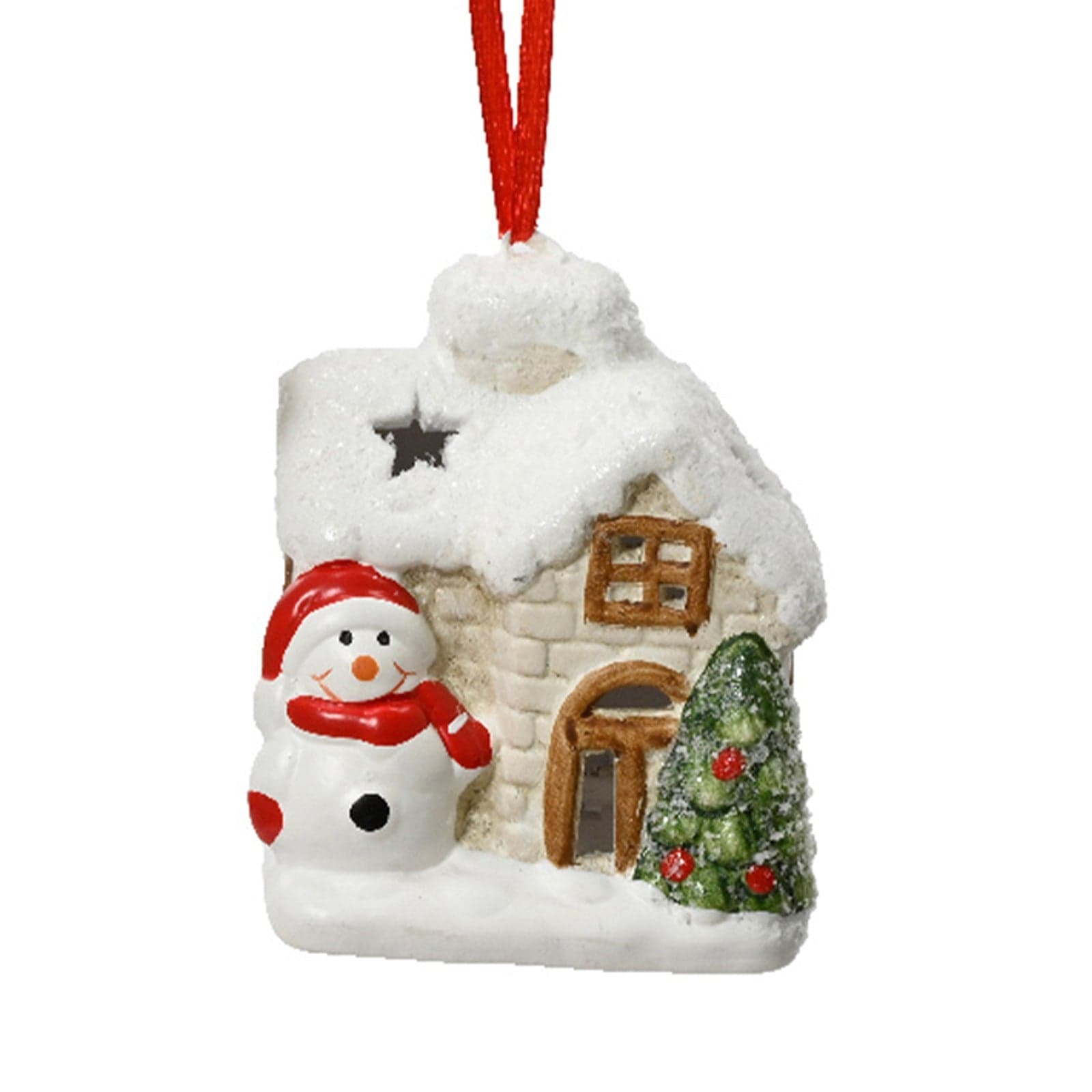 Pendaglio casa di babbo natale e del pupazzo di neve decorazione natalizia - 3