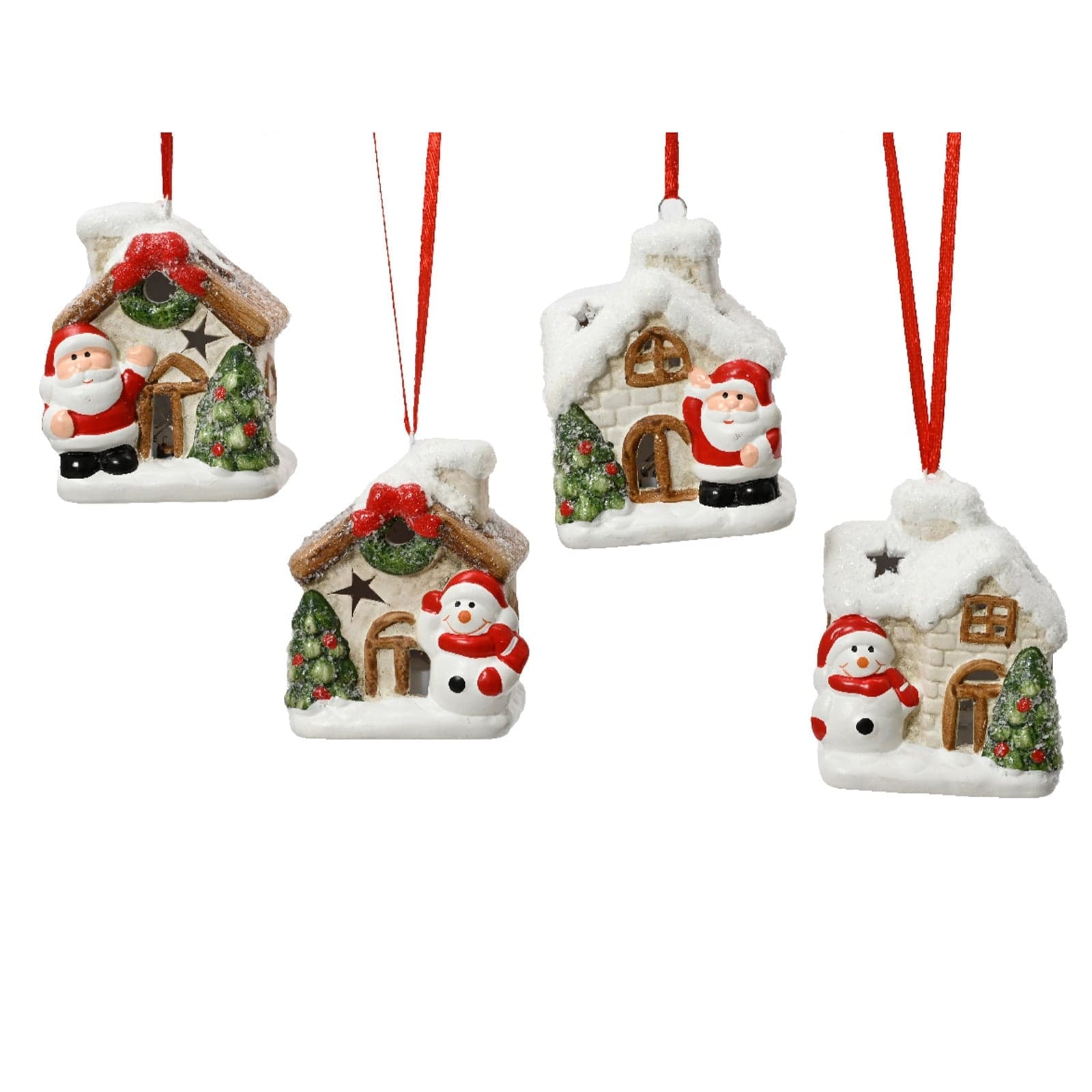 Pendaglio casa di babbo natale e del pupazzo di neve decorazione natalizia - 5
