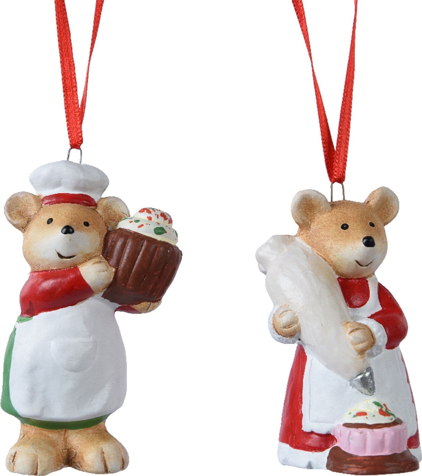 Pendaglio topolini vestiti da pasticceri decorazione natalizia - 3