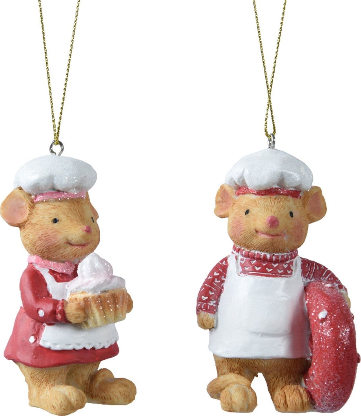 Pendaglio topolini vestiti da cuochi decorazione natalizia h 11 cm - 3