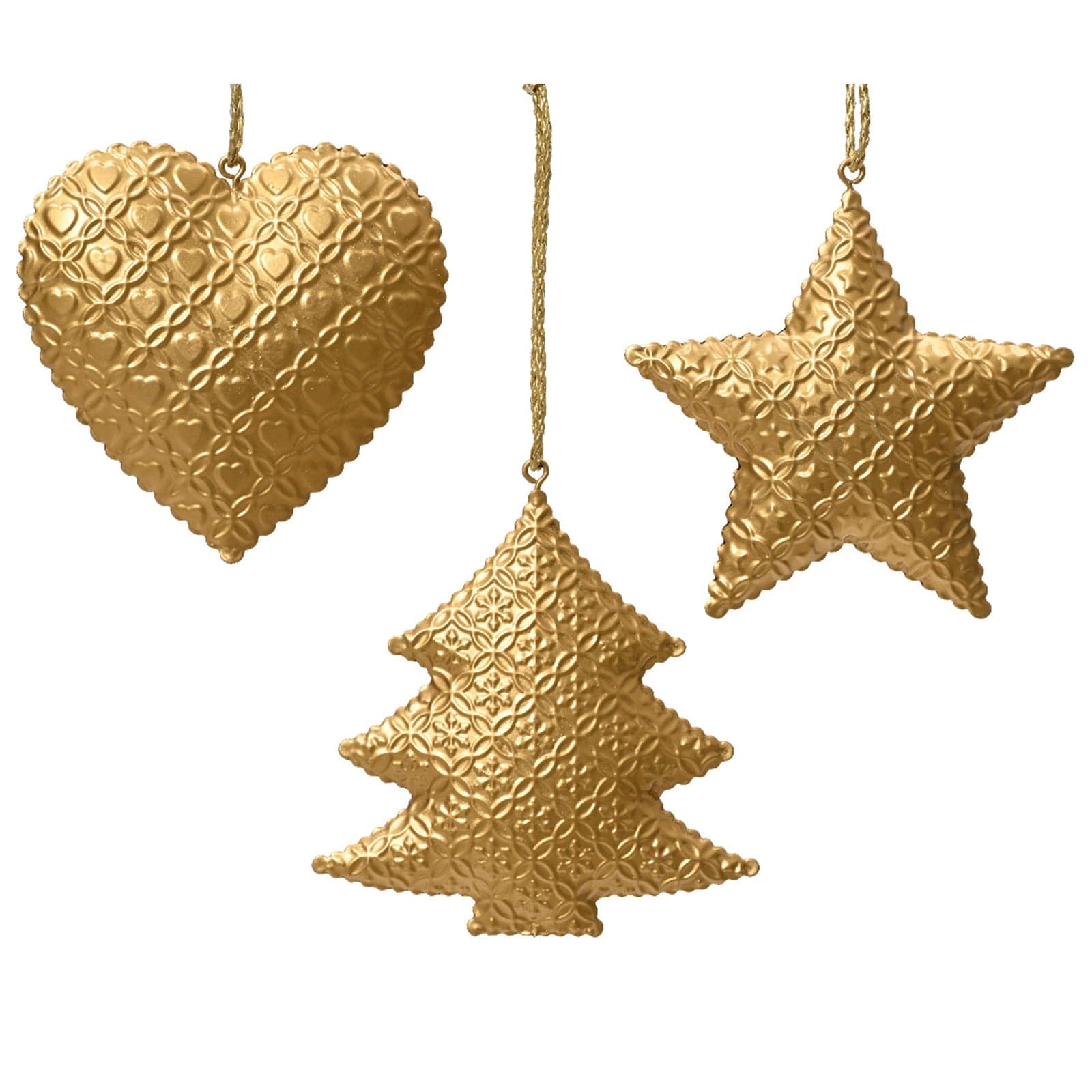 Pendaglio oro con fiocchi di neve, stella e albero di natale decorazione natalizia - 4