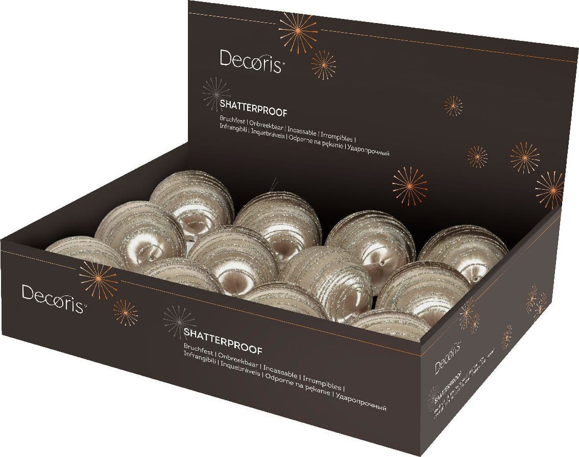 Palline champagne decorazione per albero di natale da 8 cm, confezione da 12 pezzi - 2