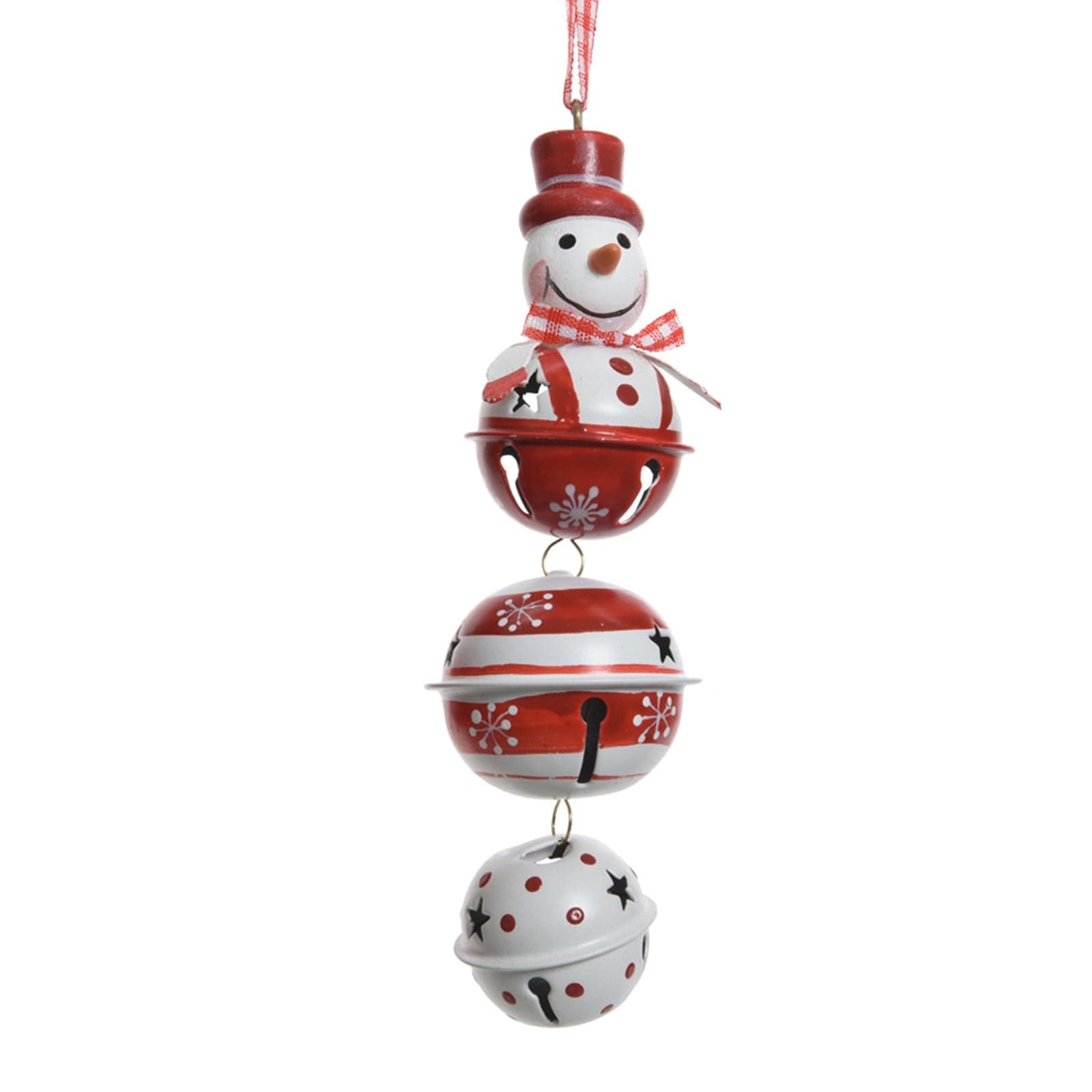 Pendaglio rosso con babbo natale, renna e pupazzo di neve per albero di natale - 2