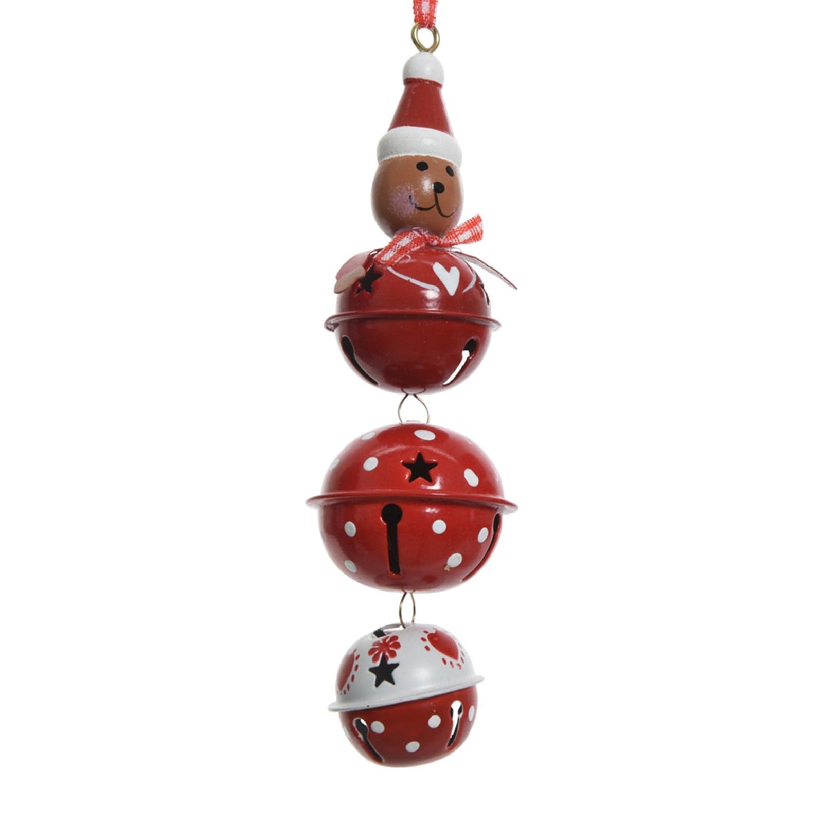 Pendaglio rosso con babbo natale, renna e pupazzo di neve per albero di natale - 3
