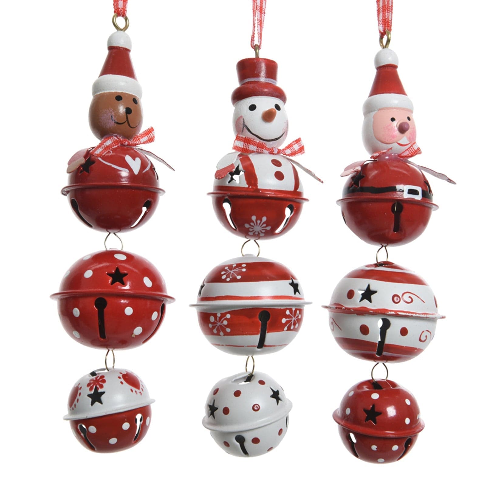 Pendaglio rosso con babbo natale, renna e pupazzo di neve per albero di natale - 4