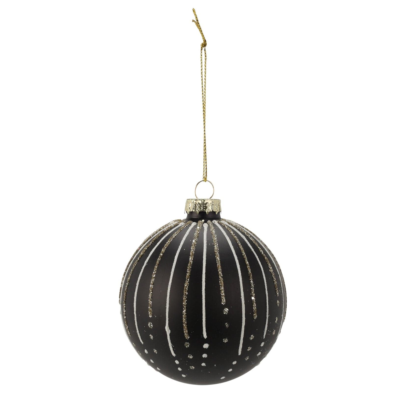 Palline per albero di Natale decorato, in Vetro, Glitterate con Righe, da Ø 80 mm, 12 pezzi - 2
