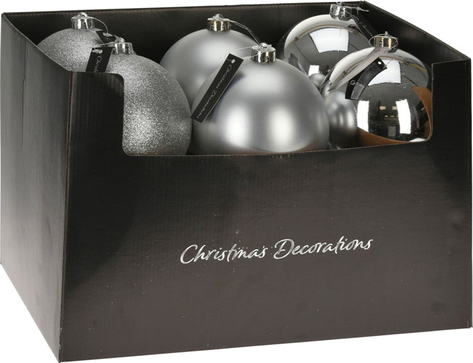 Palline per albero di Natale decorato, in Polipropilene, color Argento, da Ø 14 cm, 12 pezzi - 2