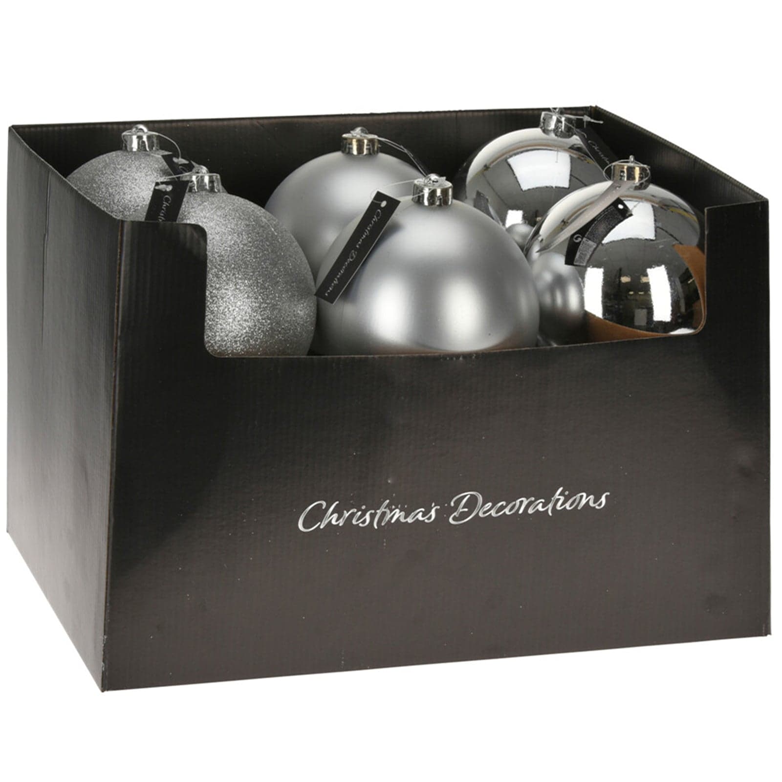 Palline per albero di Natale decorato, in Polipropilene, color Argento, da Ø 14 cm, 12 pezzi - 2