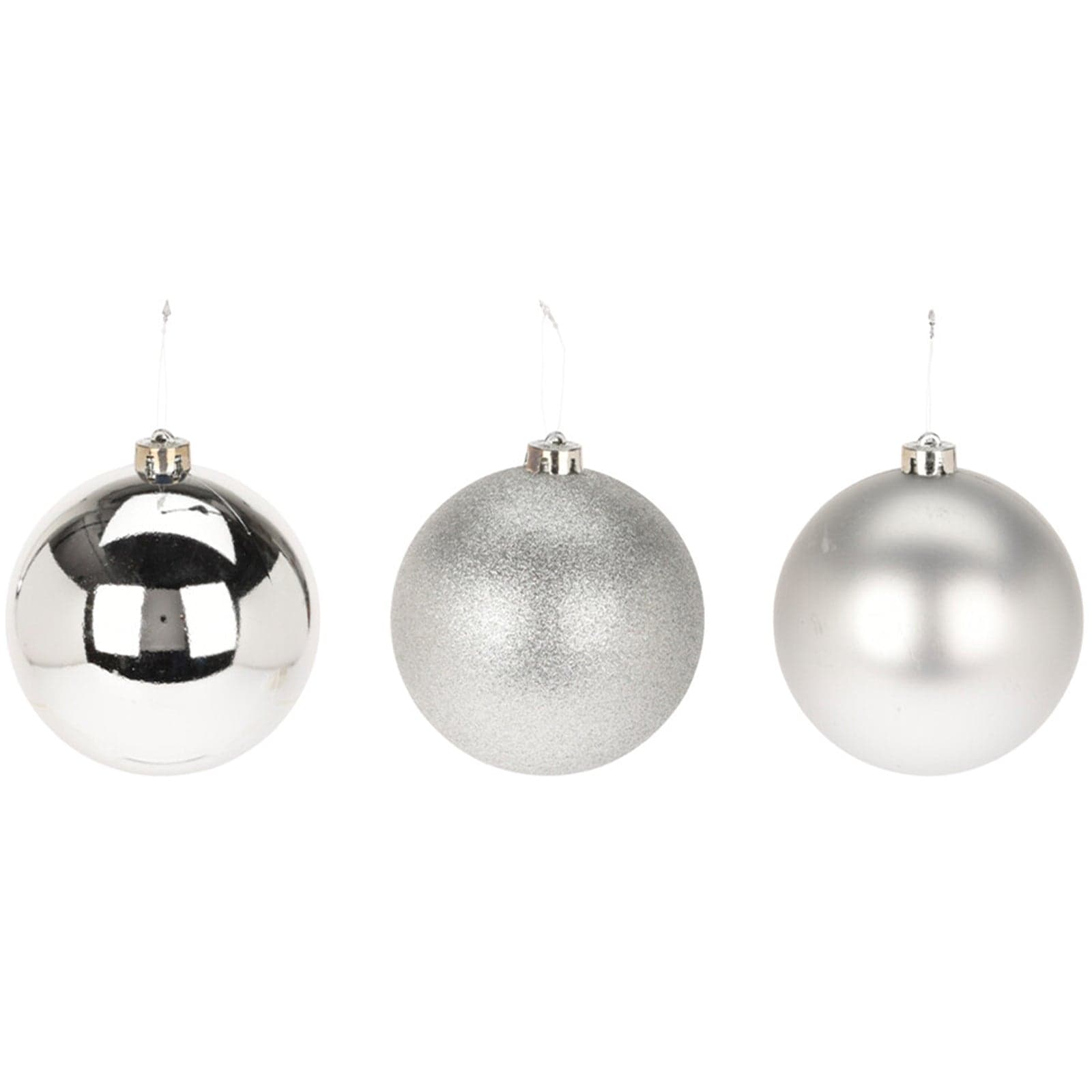 Palline per albero di Natale decorato, in Polipropilene, color Argento, da Ø 14 cm, 12 pezzi - 3