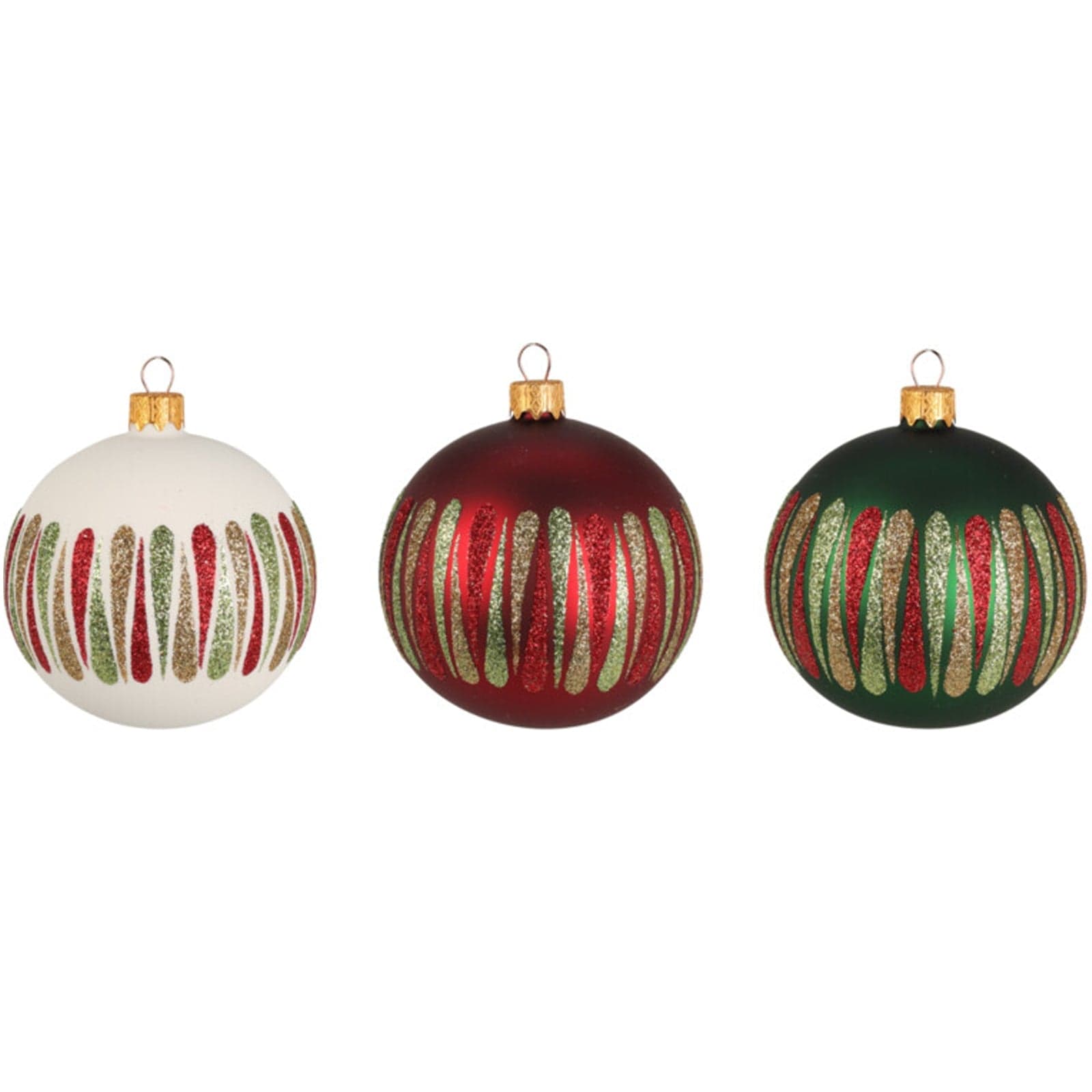 Palline per albero di Natale decorato, in Vetro con Strisce, da Ø 100 mm, 6 pezzi - 2