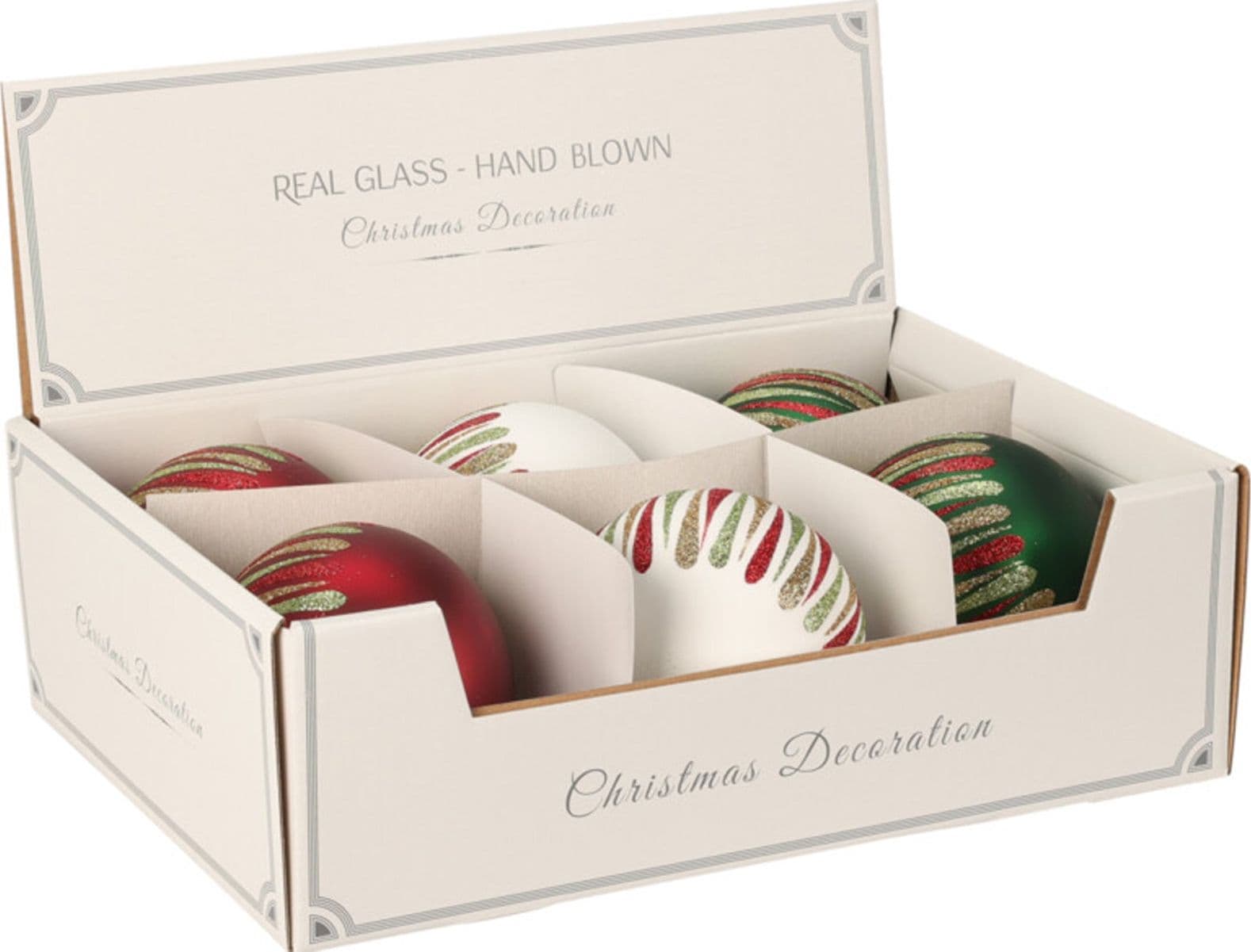 Palline per albero di Natale decorato, in Vetro con Strisce, da Ø 100 mm, 6 pezzi - 3