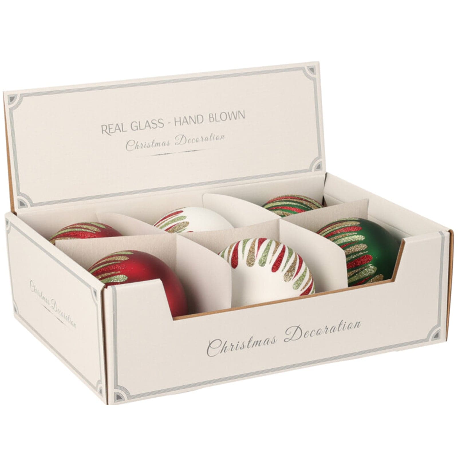 Palline per albero di Natale decorato, in Vetro con Strisce, da Ø 100 mm, 6 pezzi - 3