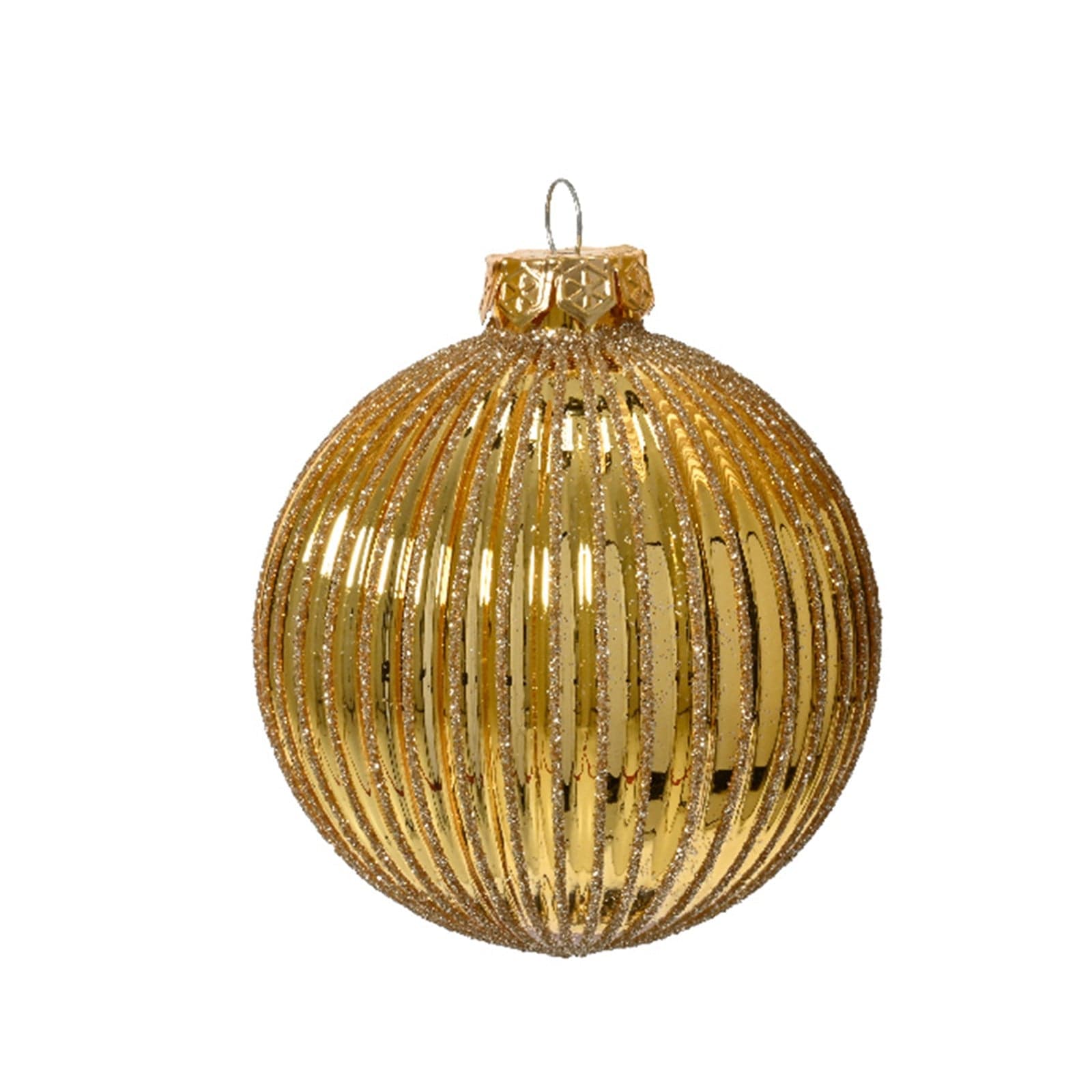 Palline oro decorazione per albero di natale da 8 cm, confezione da 6 pezzi - 3