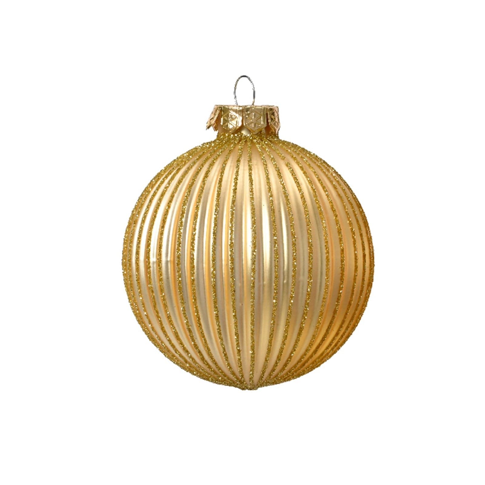 Palline oro decorazione per albero di natale da 8 cm, confezione da 6 pezzi - 4