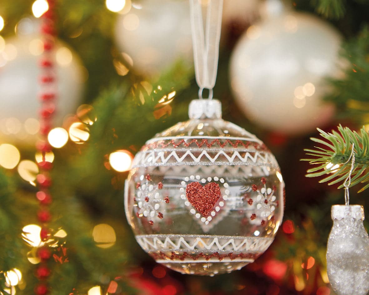 Palline per albero di Natale in vetro decorato rosso e argento da Ø 8 cm - 2