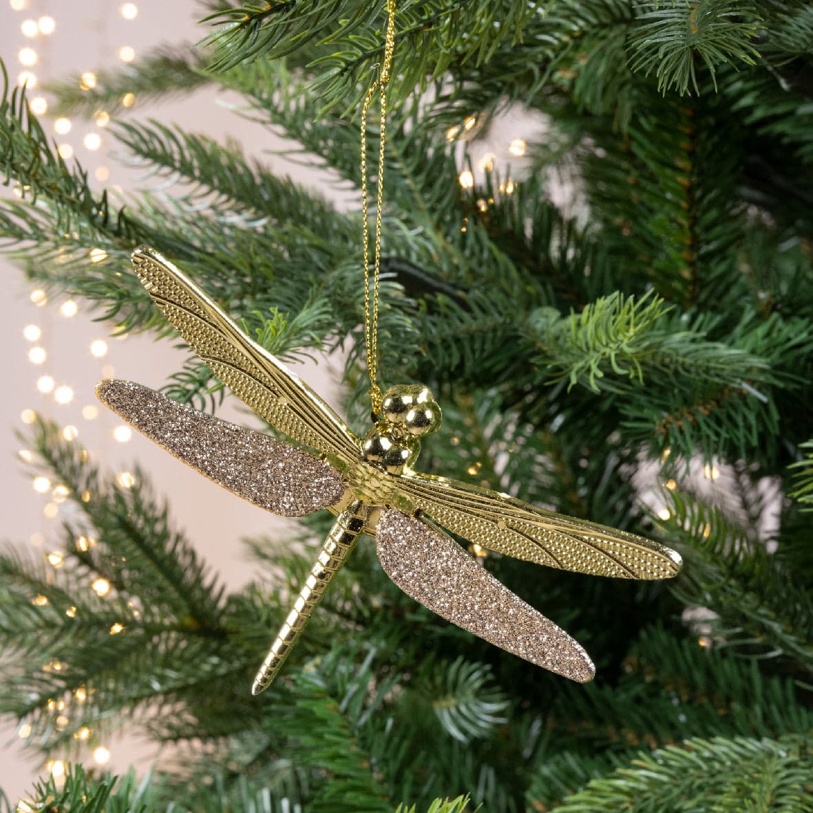 Pendaglio a forma di farfalla oro decorazione per albero di natale h 10 cm - 4