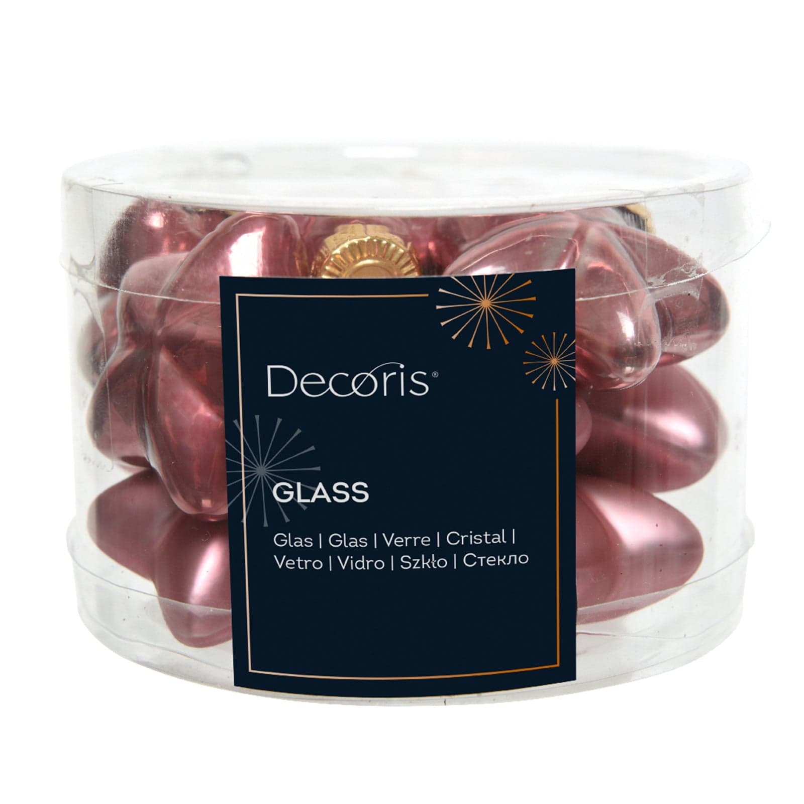 Palline a forma di stella in vetro per albero di natale rosa velluto, confezione da 12 pezzi - 2