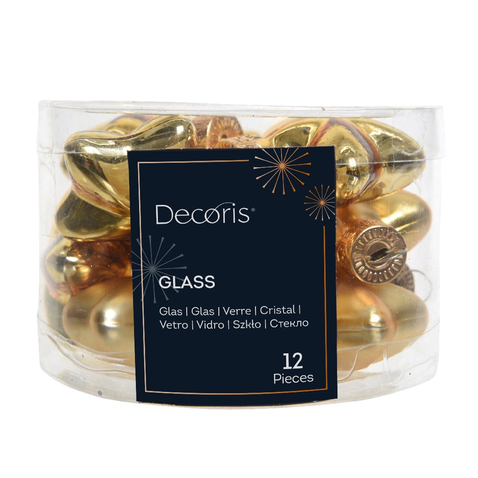Palline a forma di stella in vetro decorazione per albero di natale oro , confezione da 12 pezzi - 2