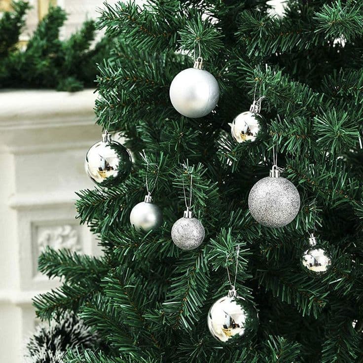 Palline in vetro per albero di natale argento decorazione natalizia - 4