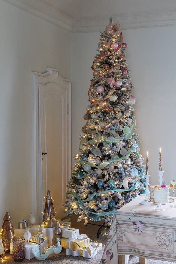 Palline in vetro per albero di natale rosa blush decorazione natalizia - 2