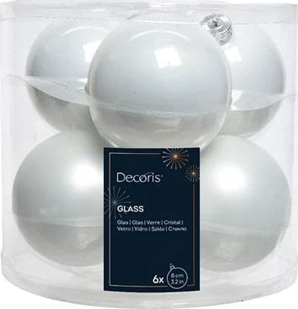 Palline in vetro per albero di natale Bianche decorazione natalizia - 3