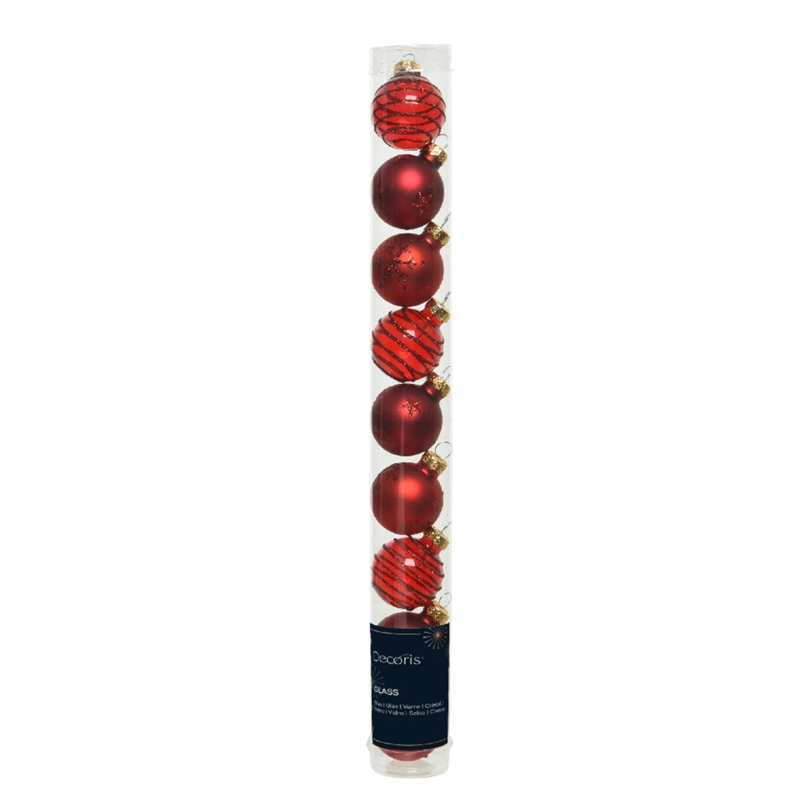 Palline natalizie in vetro decorazione per albero di natale da Ø 3 cm, tubo da 9 pezzi - 6