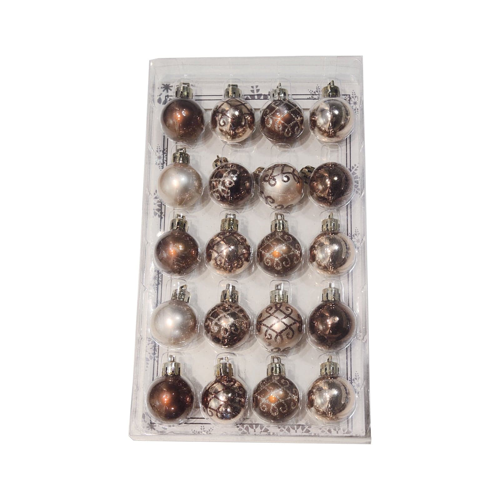 Palline per albero di Natale Bronzo e Marrone lucide, opache, glitterate da Ø 3 cm 20 sfere - 2